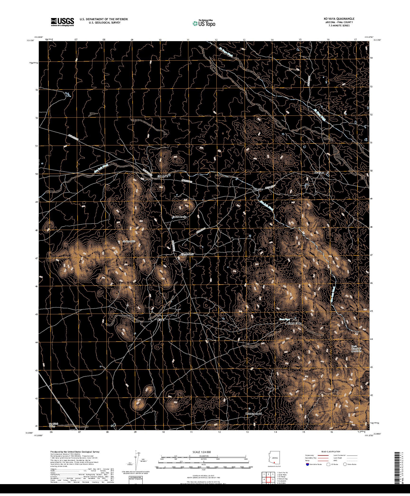 USGS US TOPO 7.5-MINUTE MAP FOR KO VAYA, AZ 2018