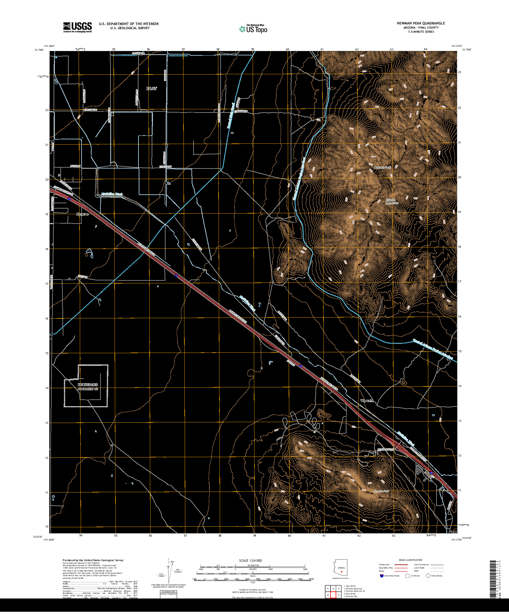 USGS US TOPO 7.5-MINUTE MAP FOR NEWMAN PEAK, AZ 2018