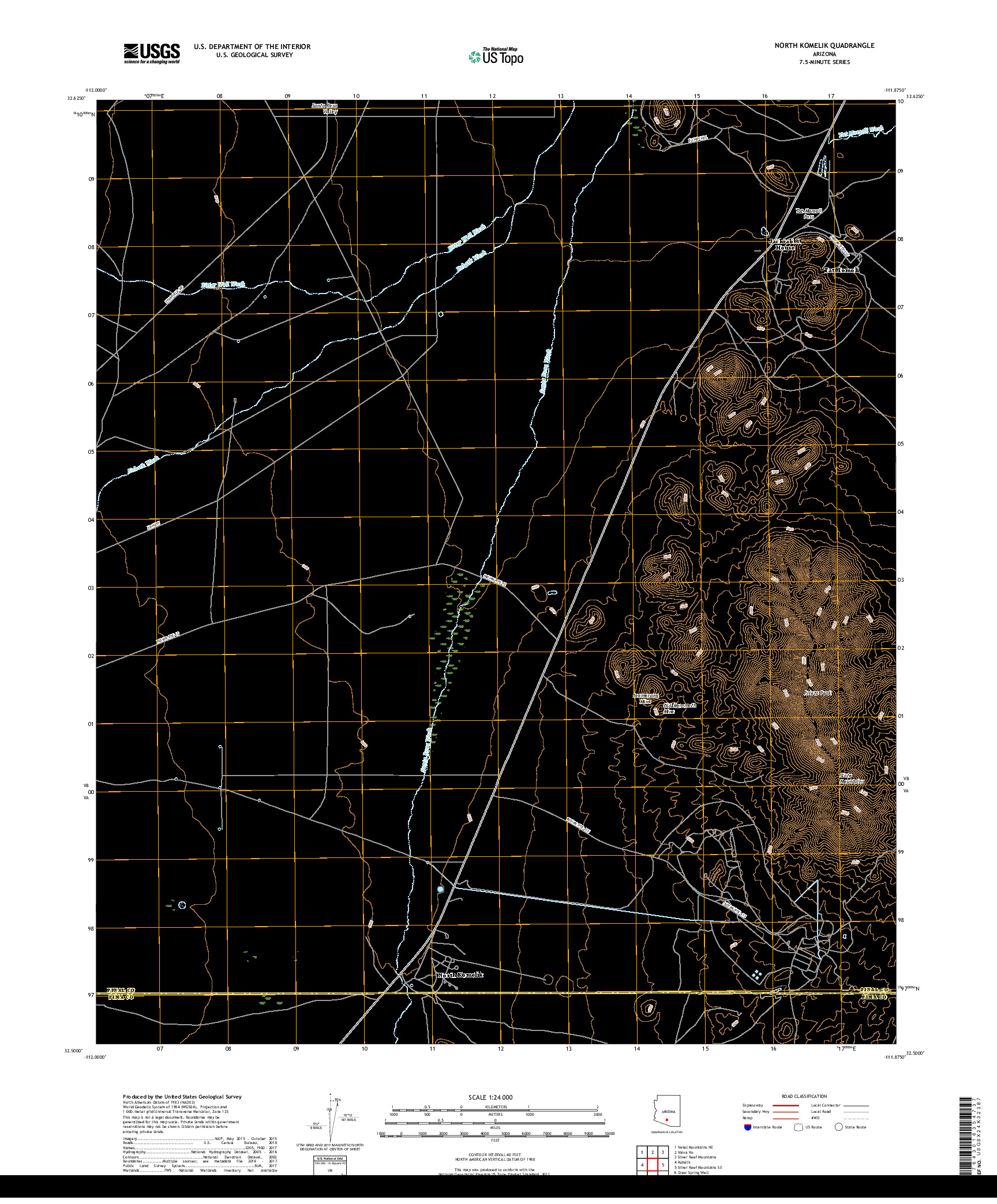 USGS US TOPO 7.5-MINUTE MAP FOR NORTH KOMELIK, AZ 2018