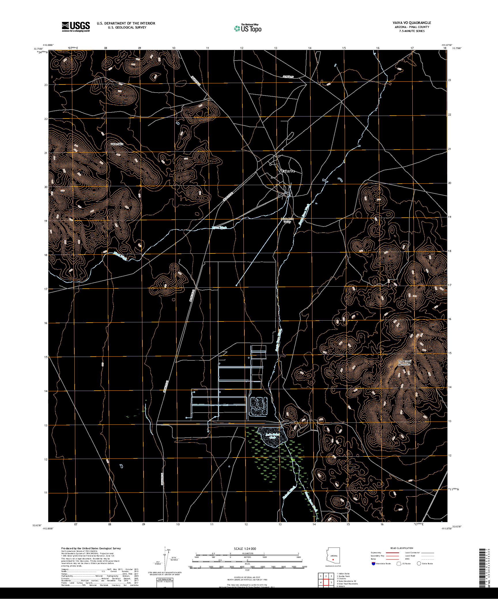 USGS US TOPO 7.5-MINUTE MAP FOR VAIVA VO, AZ 2018