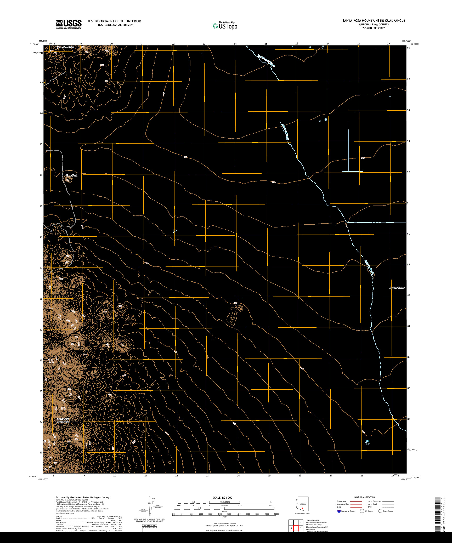 USGS US TOPO 7.5-MINUTE MAP FOR SANTA ROSA MOUNTAINS NE, AZ 2018