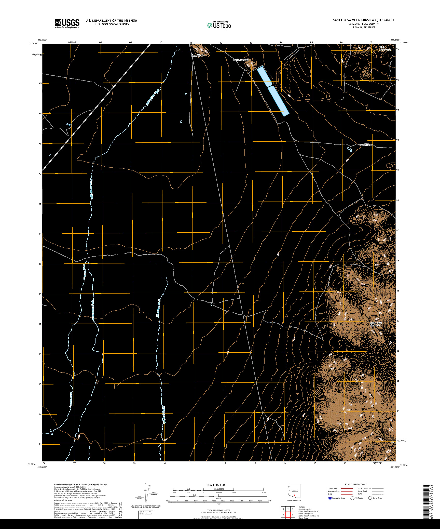 USGS US TOPO 7.5-MINUTE MAP FOR SANTA ROSA MOUNTAINS NW, AZ 2018