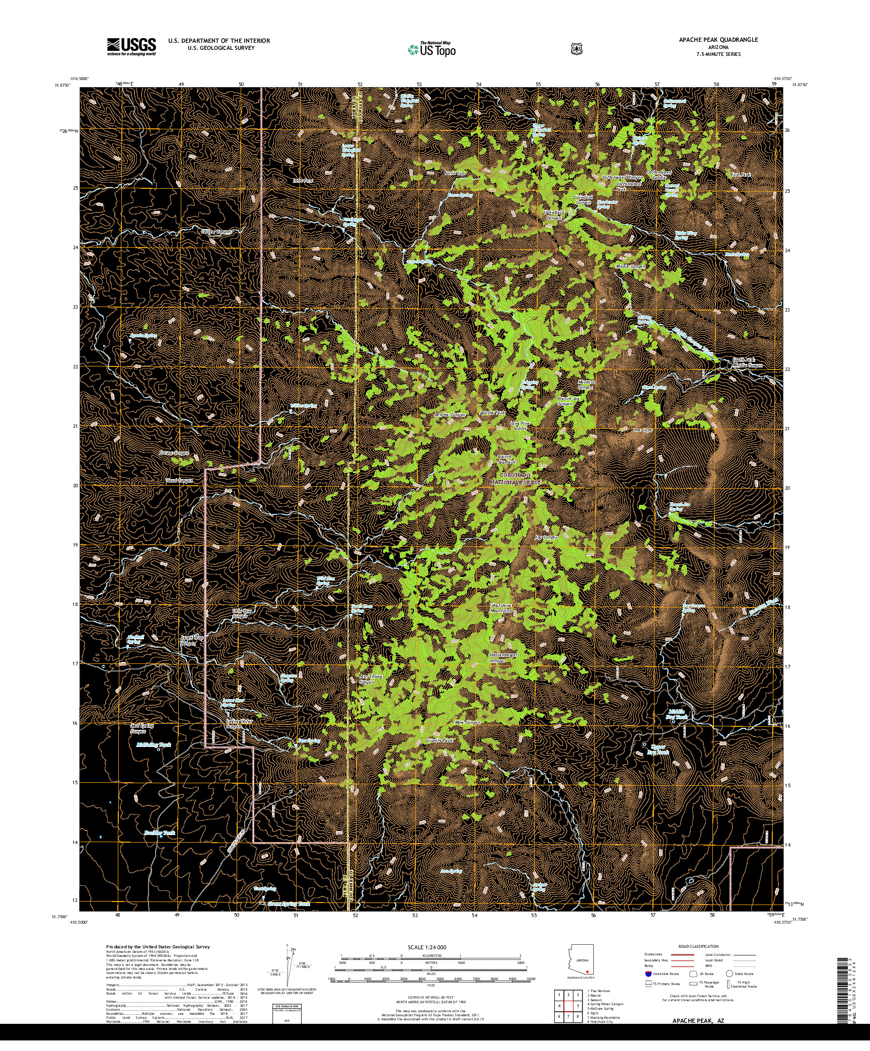 USGS US TOPO 7.5-MINUTE MAP FOR APACHE PEAK, AZ 2018