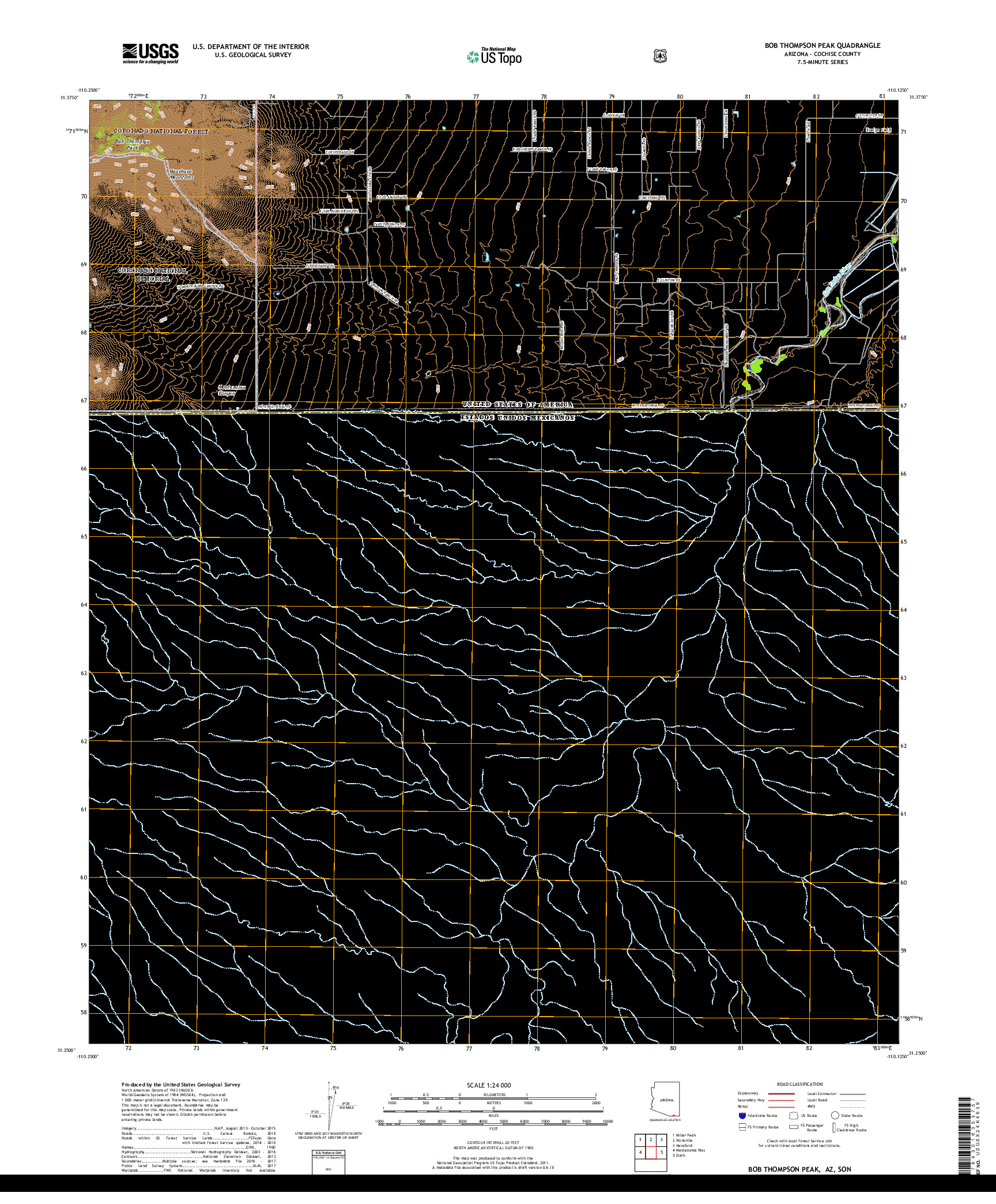 USGS US TOPO 7.5-MINUTE MAP FOR BOB THOMPSON PEAK, AZ,SON 2018