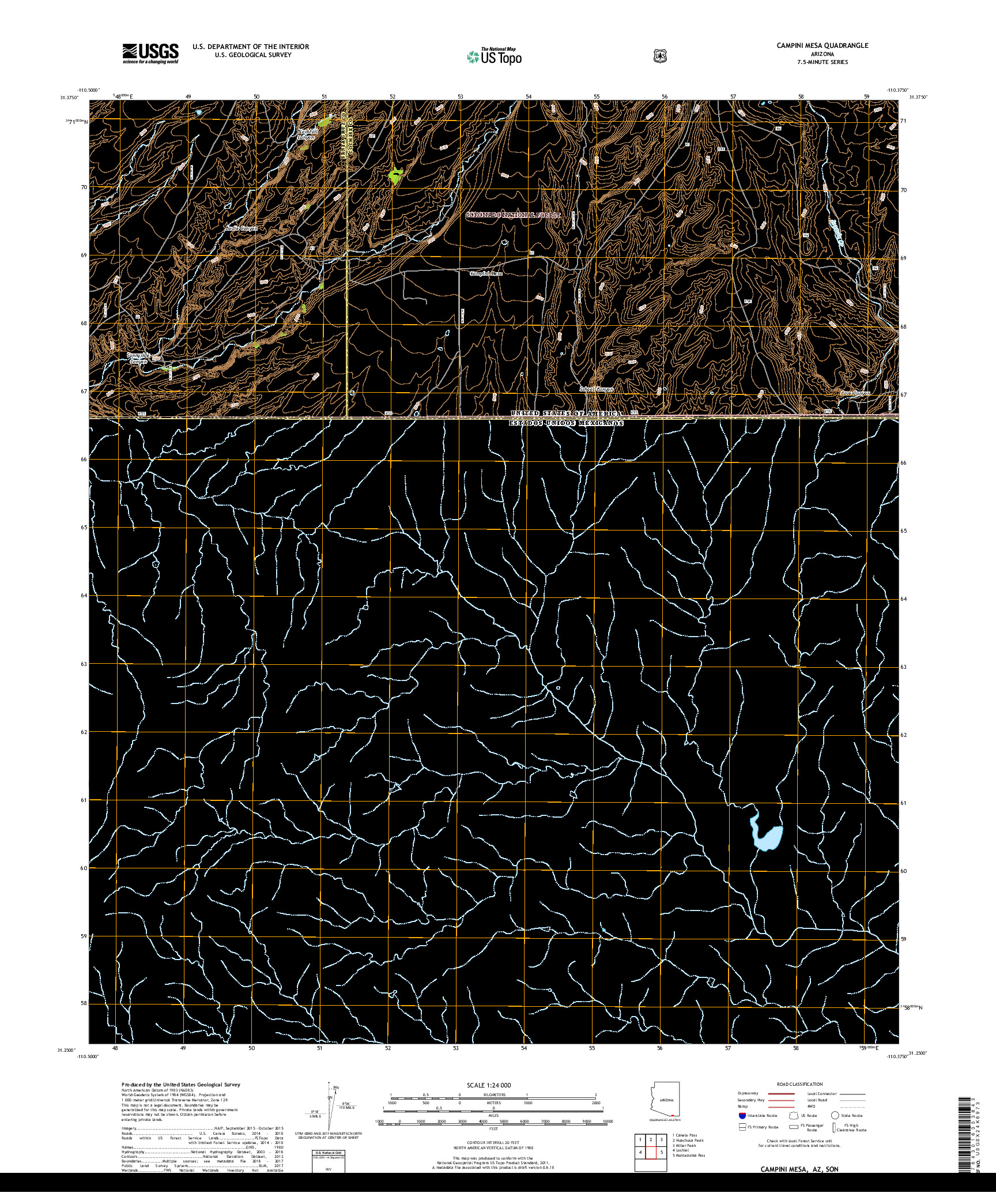 USGS US TOPO 7.5-MINUTE MAP FOR CAMPINI MESA, AZ,SON 2018