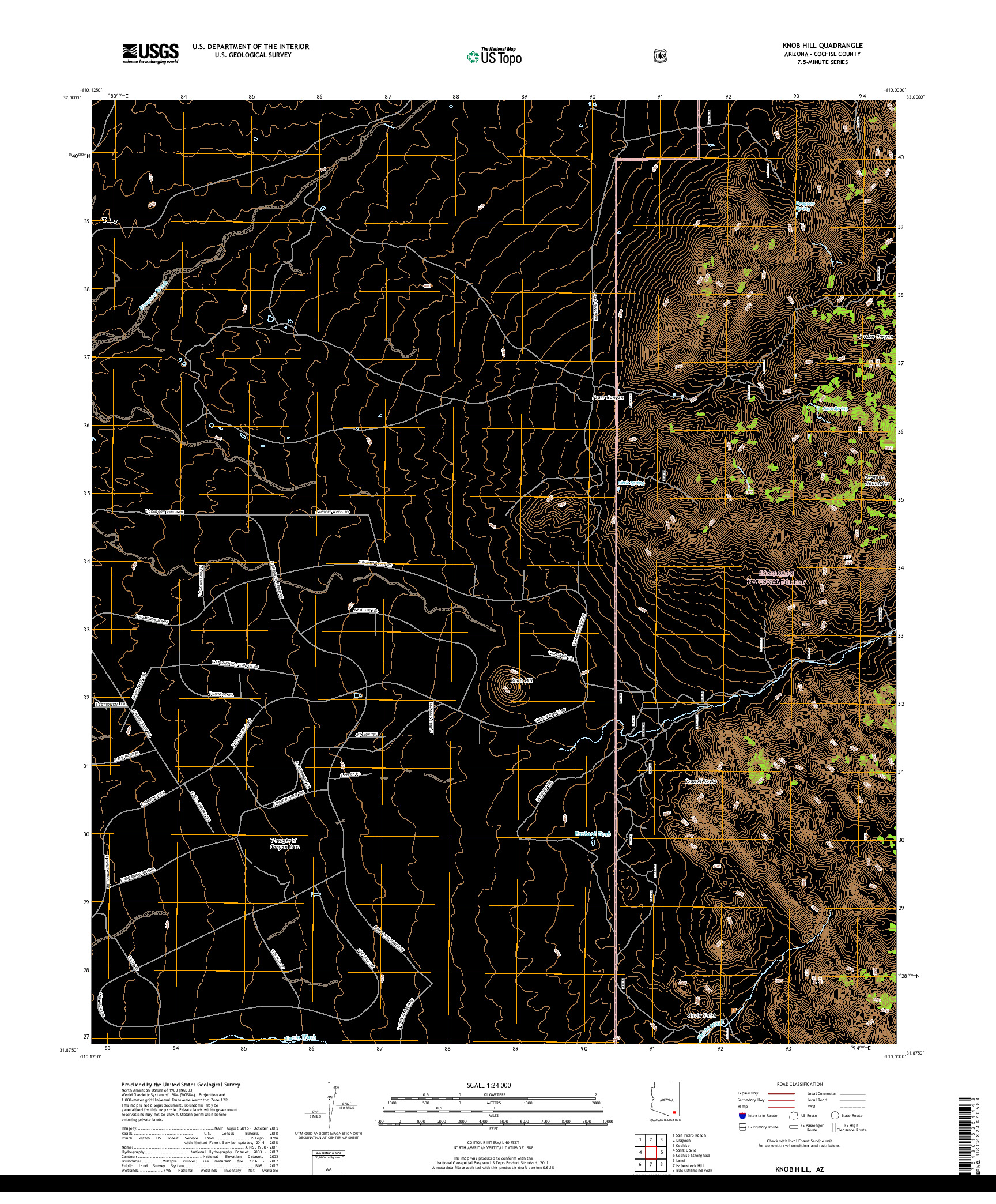 USGS US TOPO 7.5-MINUTE MAP FOR KNOB HILL, AZ 2018