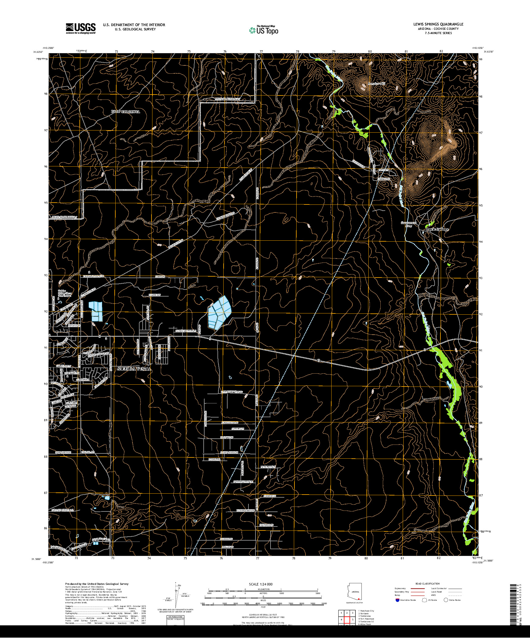 USGS US TOPO 7.5-MINUTE MAP FOR LEWIS SPRINGS, AZ 2018
