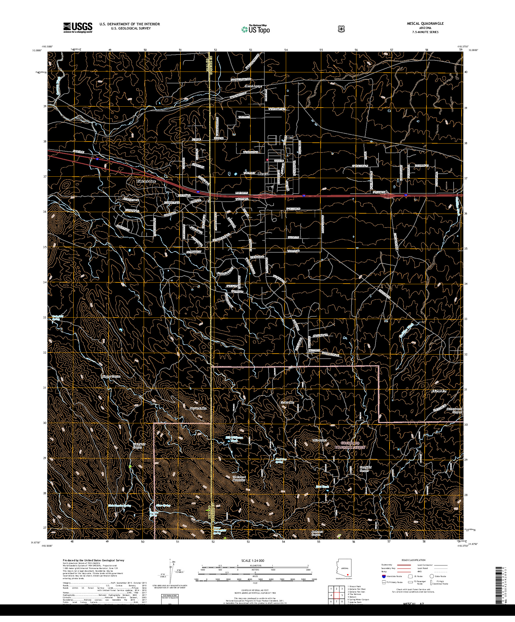 USGS US TOPO 7.5-MINUTE MAP FOR MESCAL, AZ 2018