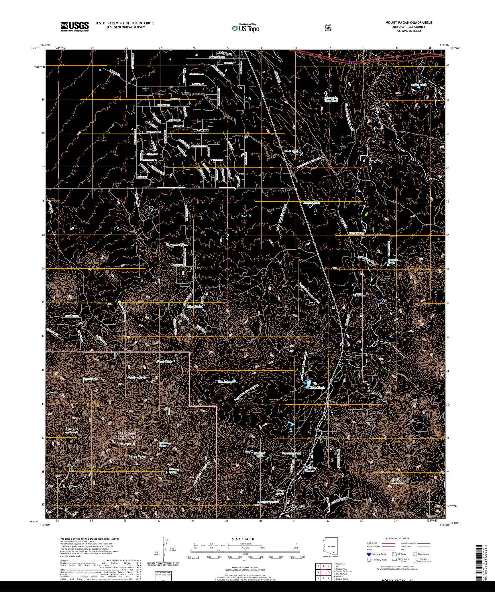 USGS US TOPO 7.5-MINUTE MAP FOR MOUNT FAGAN, AZ 2018