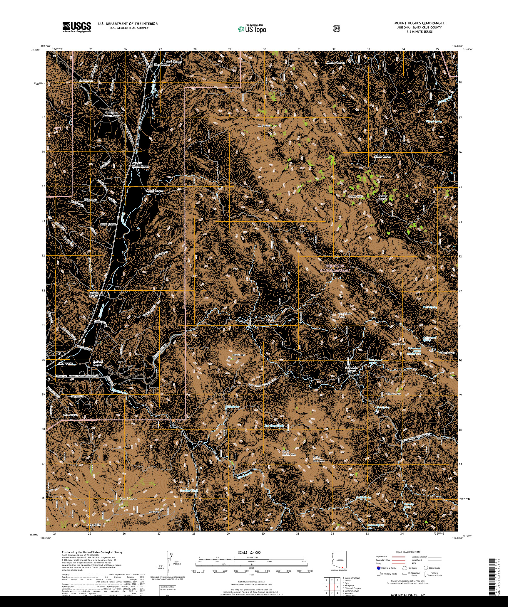 USGS US TOPO 7.5-MINUTE MAP FOR MOUNT HUGHES, AZ 2018