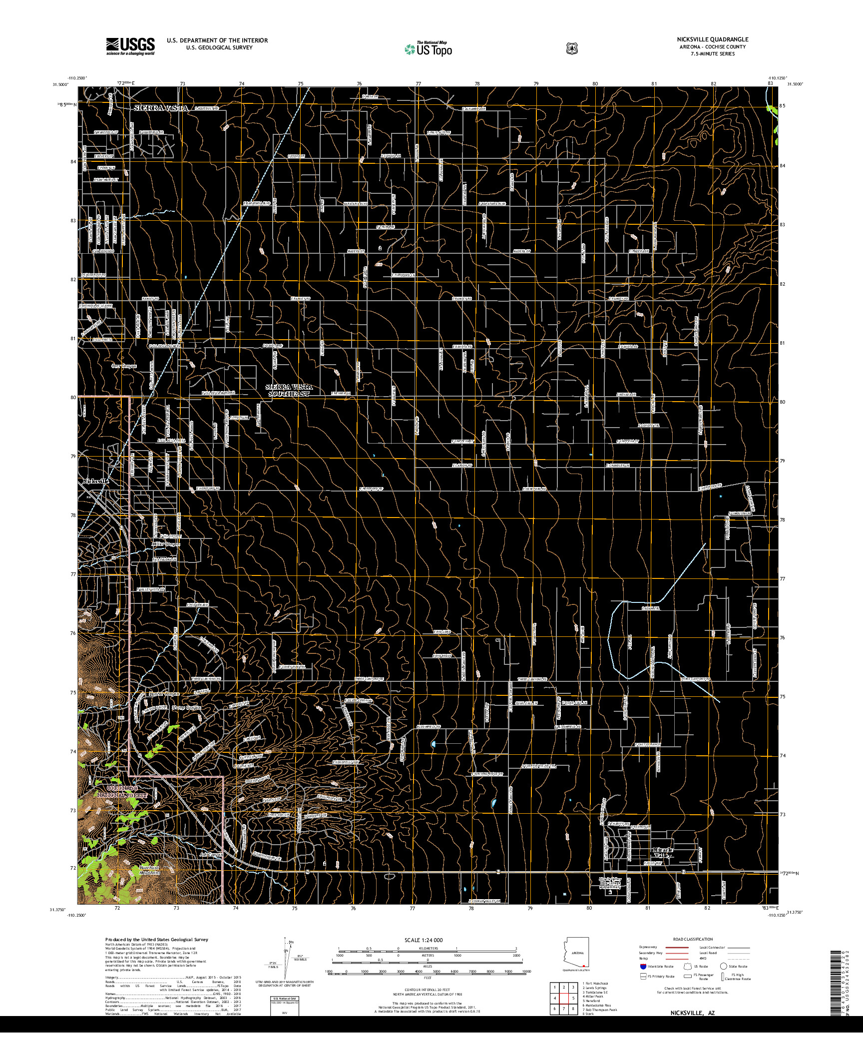 USGS US TOPO 7.5-MINUTE MAP FOR NICKSVILLE, AZ 2018