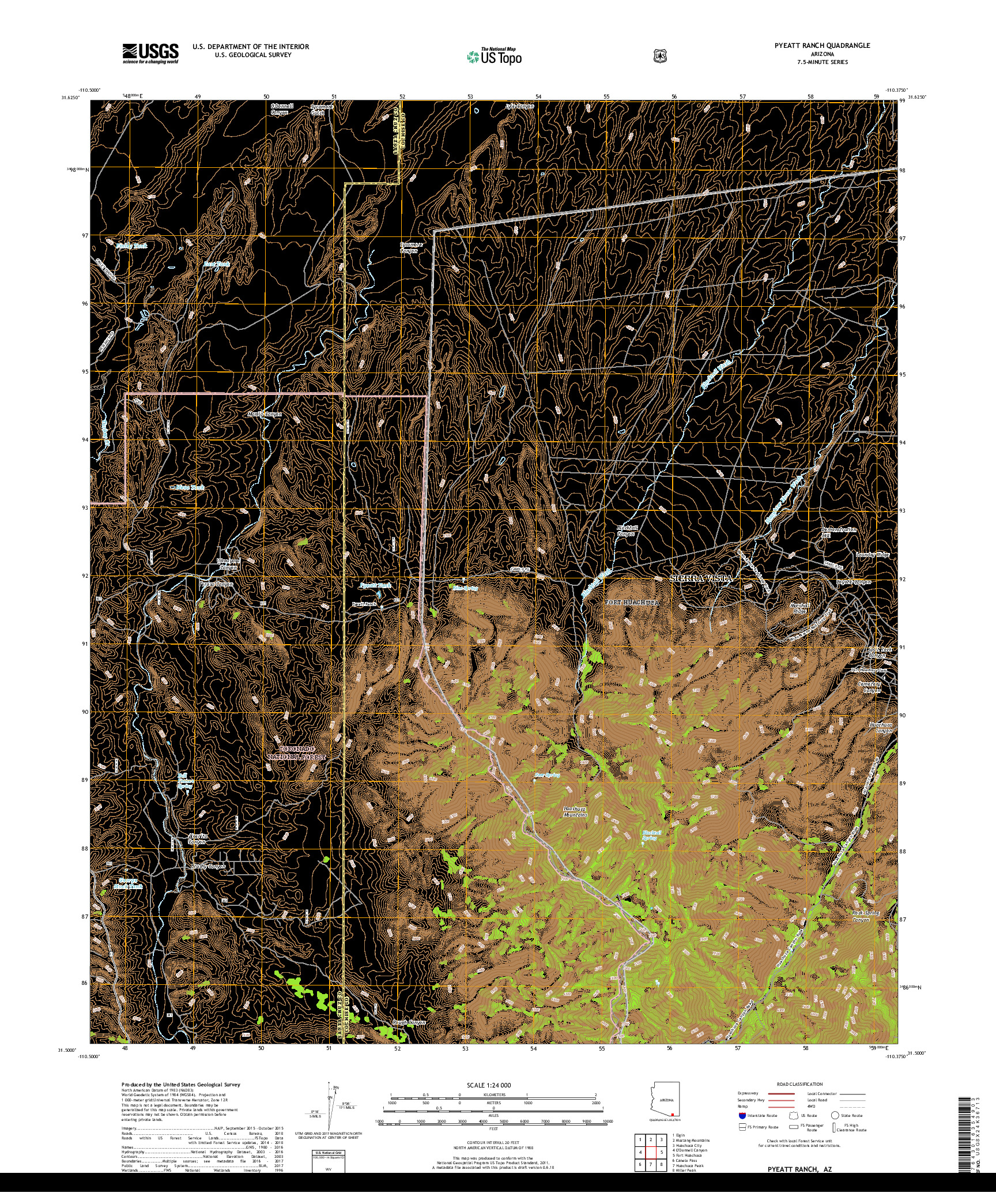 USGS US TOPO 7.5-MINUTE MAP FOR PYEATT RANCH, AZ 2018