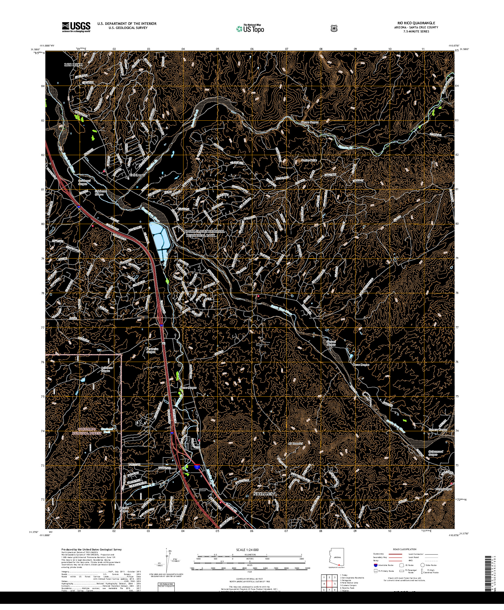 USGS US TOPO 7.5-MINUTE MAP FOR RIO RICO, AZ 2018