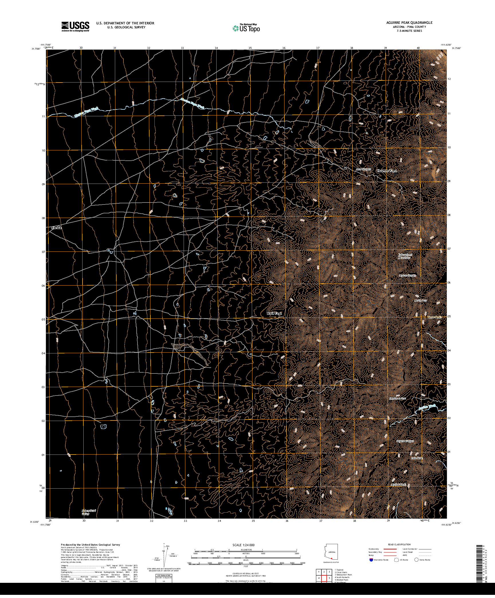 USGS US TOPO 7.5-MINUTE MAP FOR AGUIRRE PEAK, AZ 2018