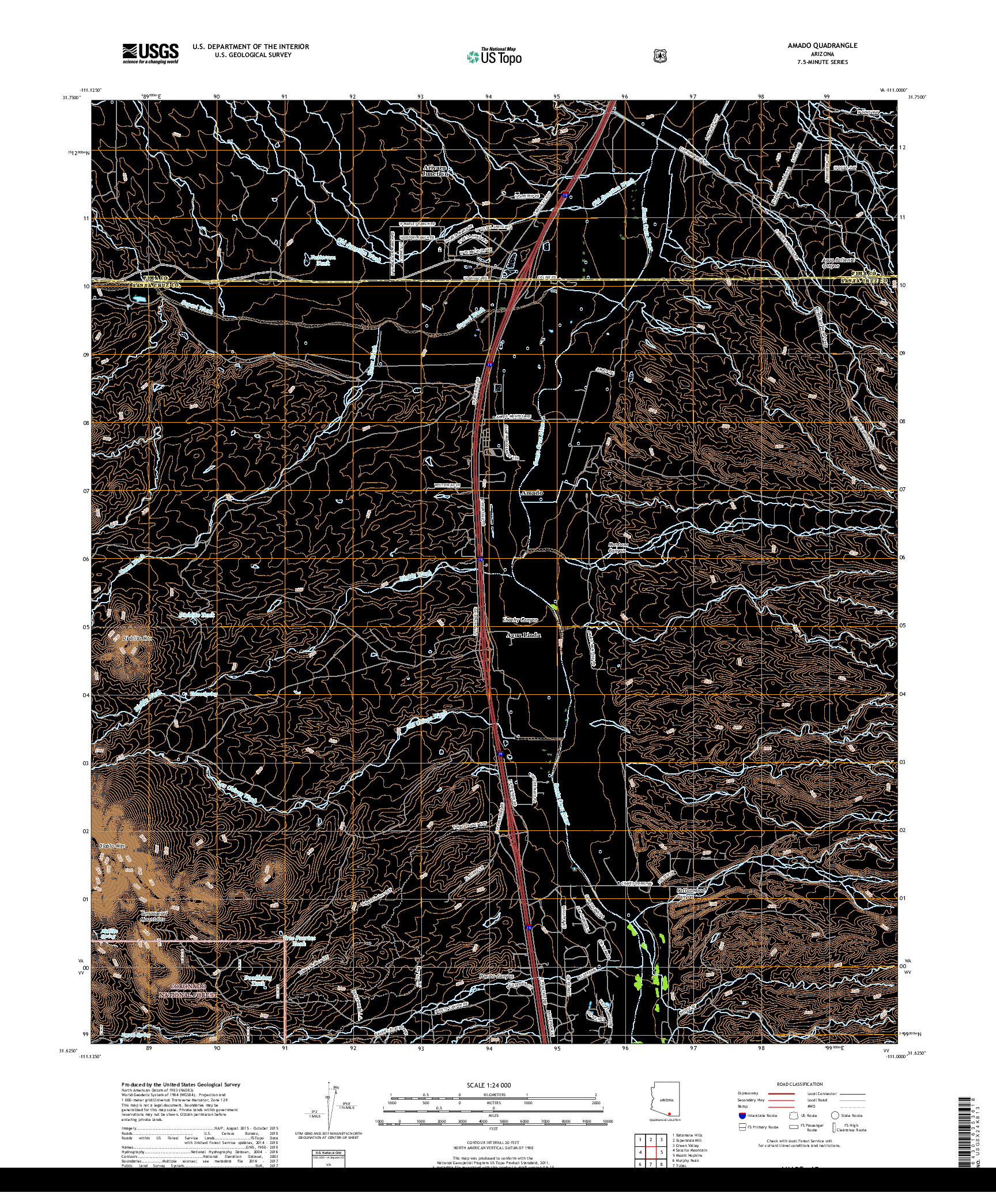 USGS US TOPO 7.5-MINUTE MAP FOR AMADO, AZ 2018