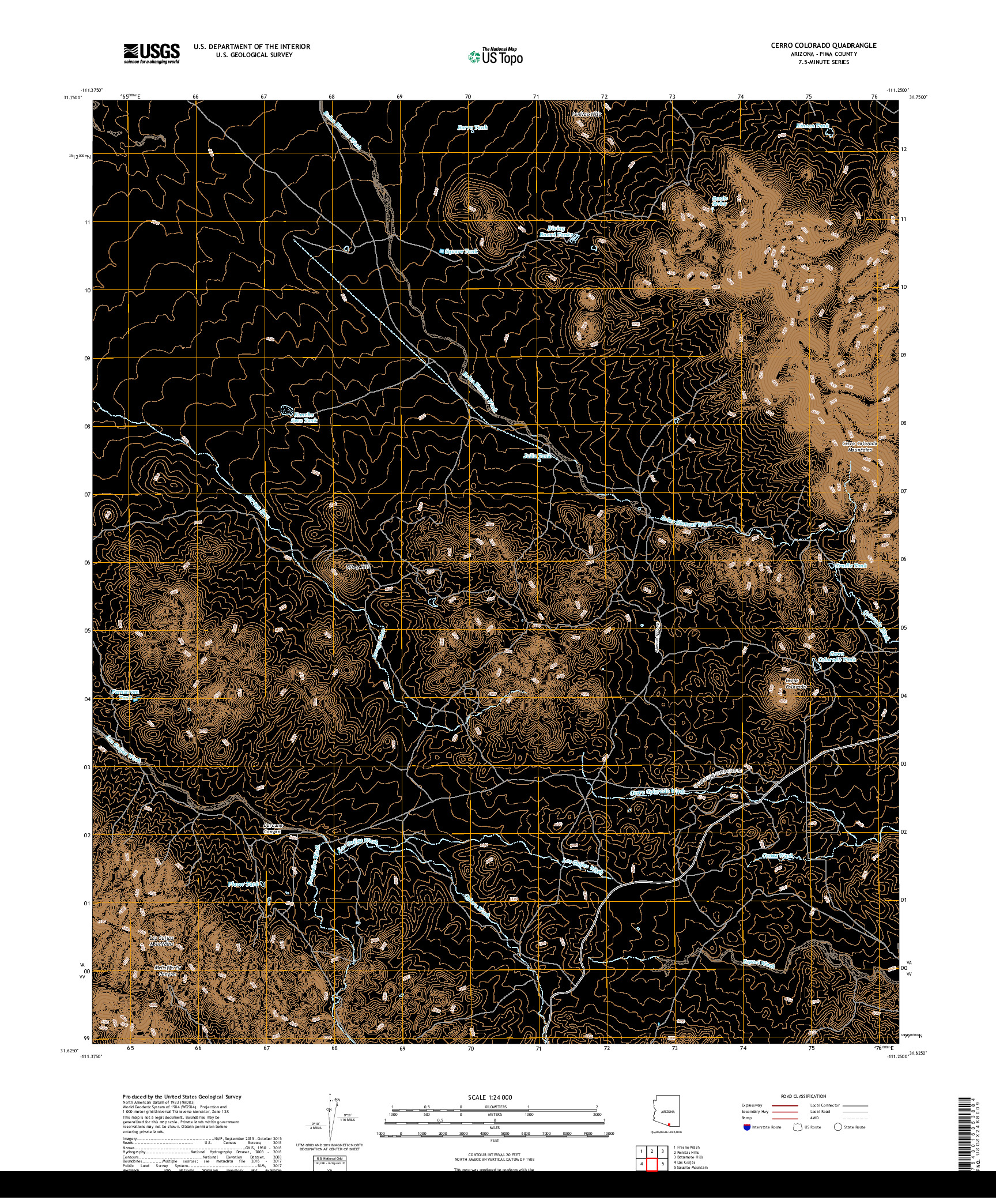 USGS US TOPO 7.5-MINUTE MAP FOR CERRO COLORADO, AZ 2018