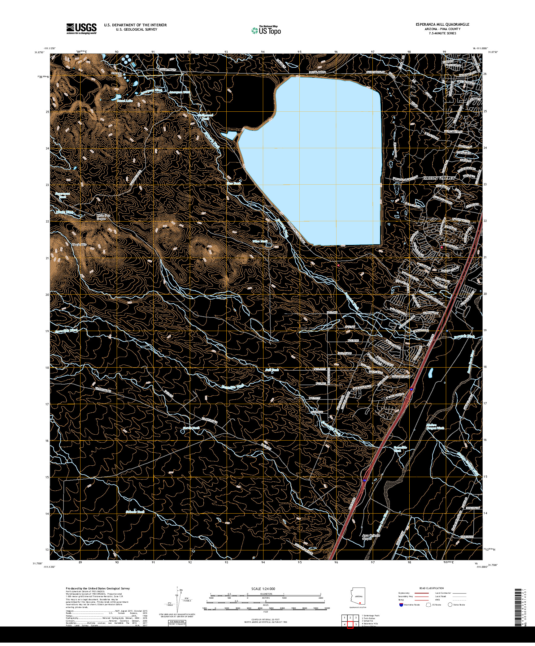 USGS US TOPO 7.5-MINUTE MAP FOR ESPERANZA MILL, AZ 2018