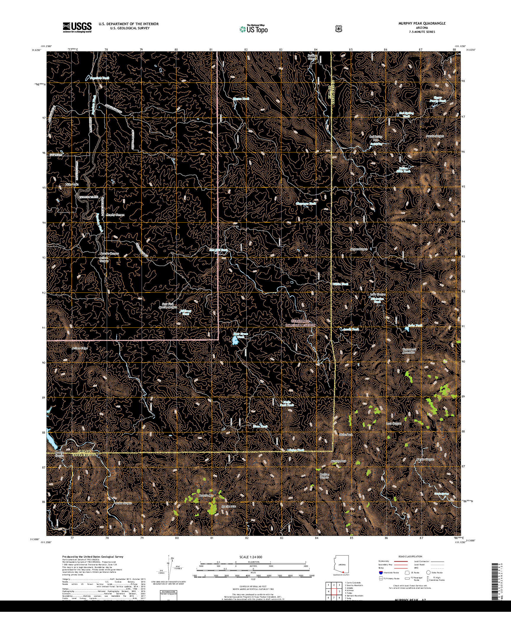 USGS US TOPO 7.5-MINUTE MAP FOR MURPHY PEAK, AZ 2018