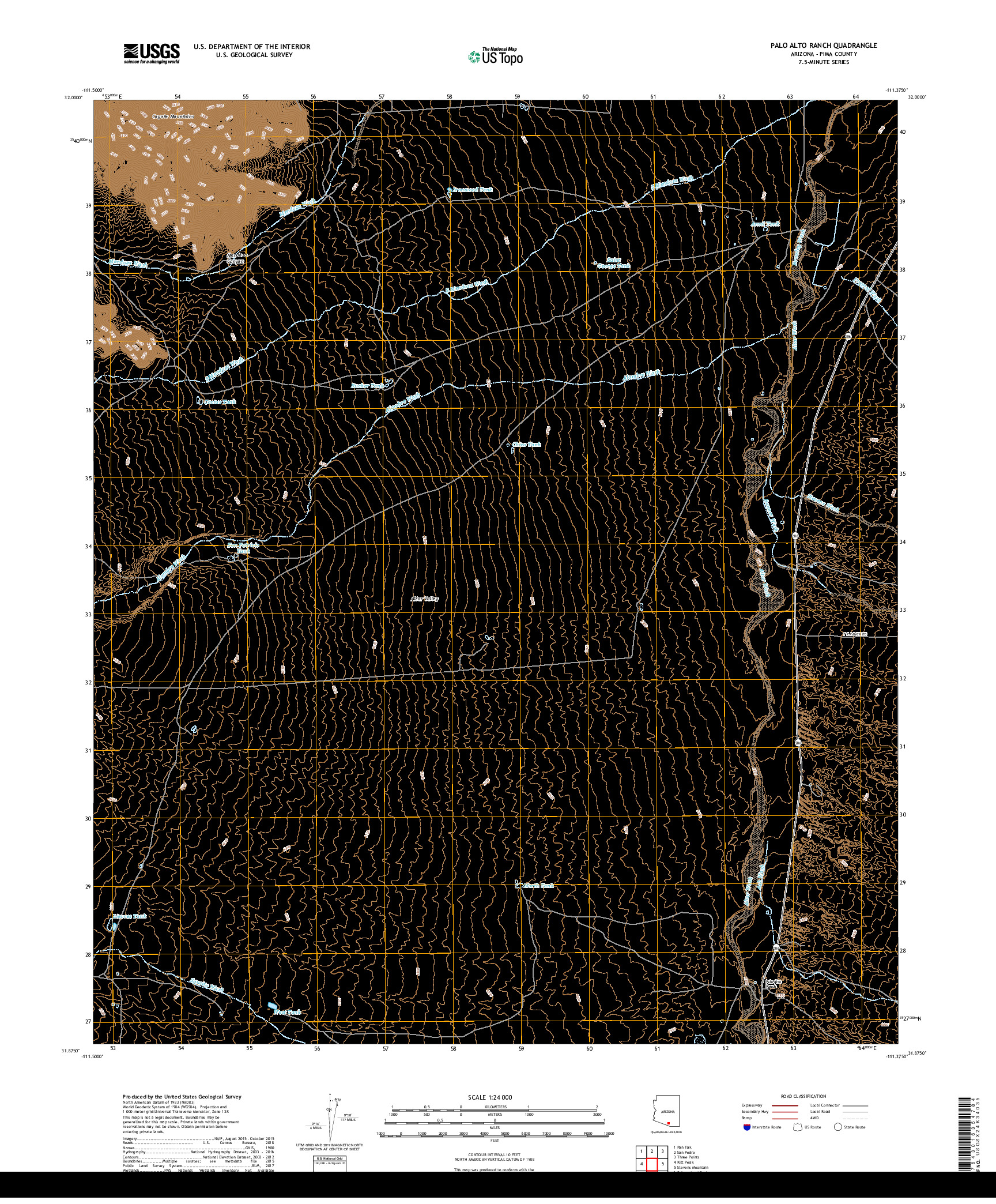 USGS US TOPO 7.5-MINUTE MAP FOR PALO ALTO RANCH, AZ 2018
