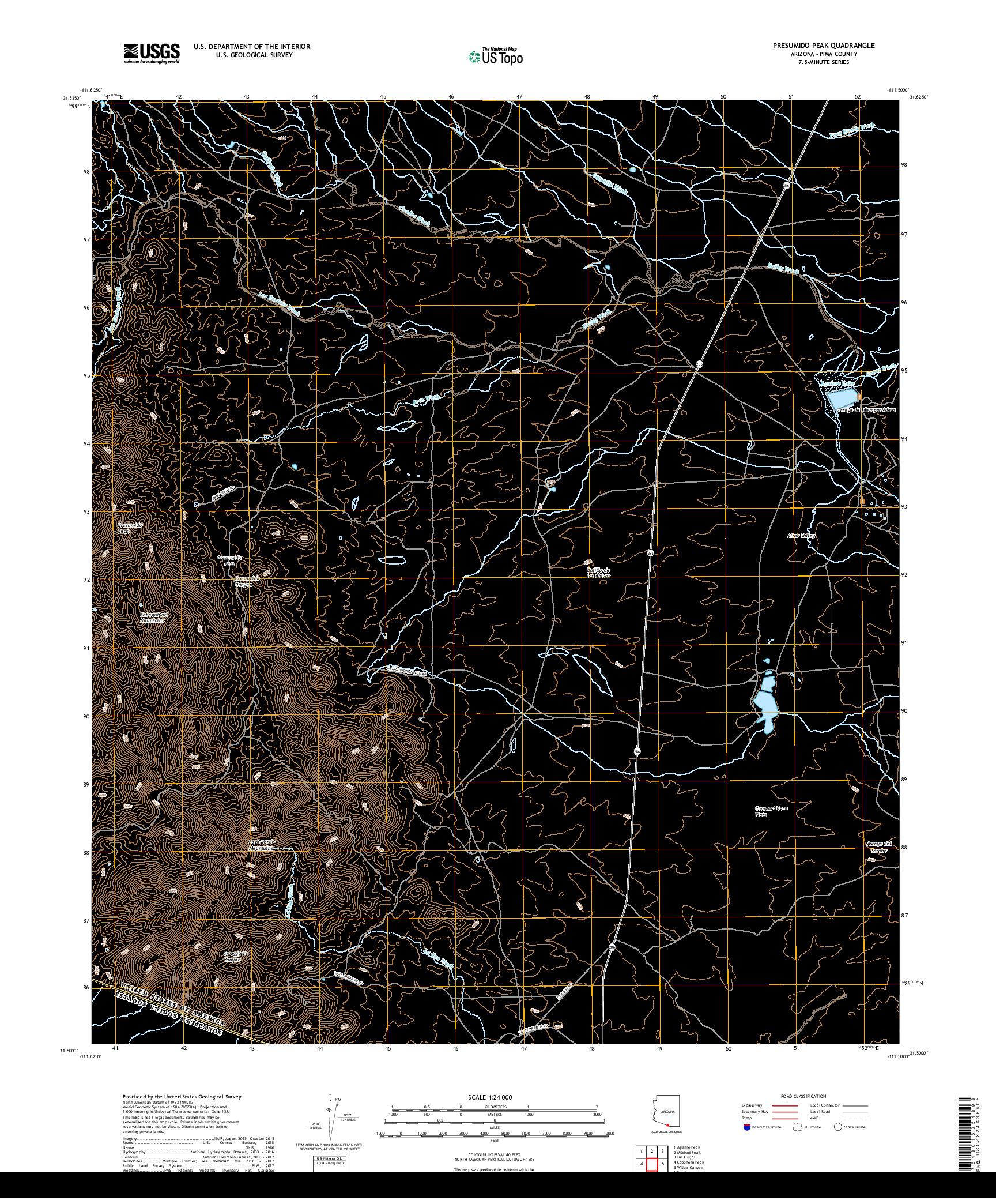 USGS US TOPO 7.5-MINUTE MAP FOR PRESUMIDO PEAK, AZ,SON 2018