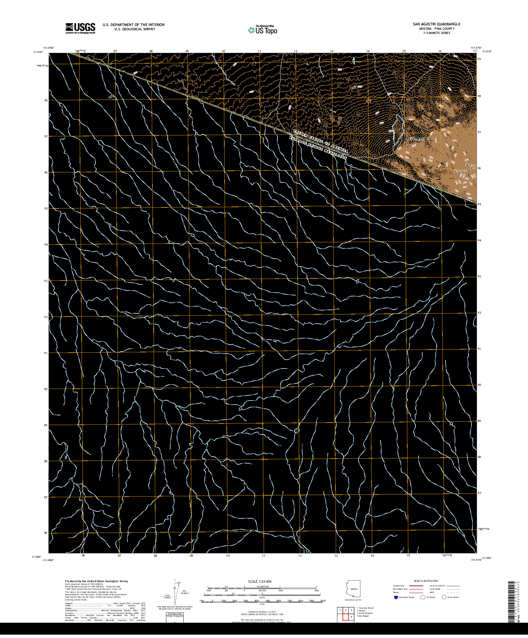 USGS US TOPO 7.5-MINUTE MAP FOR SAN AGUSTIN, AZ,SON 2018