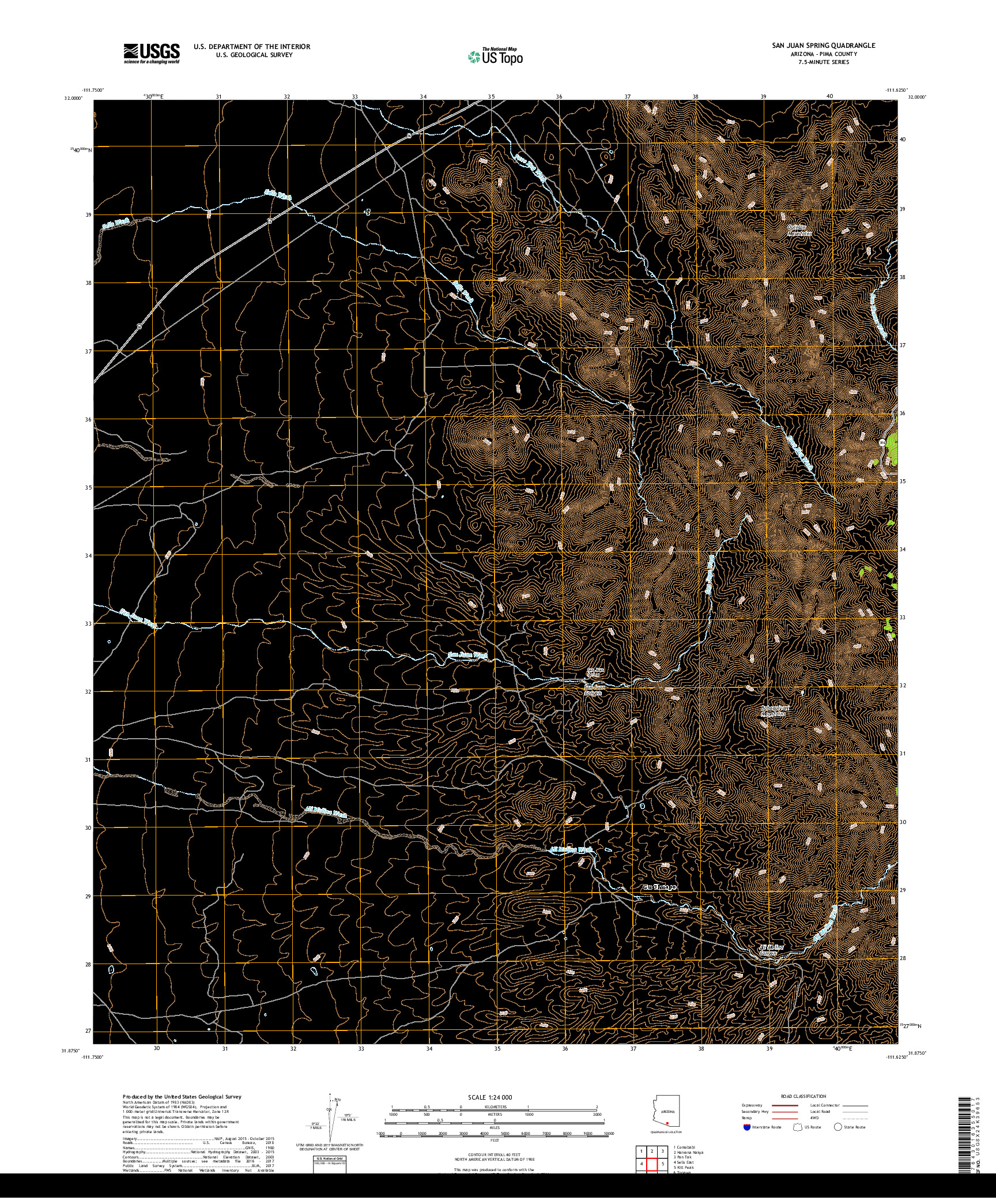 USGS US TOPO 7.5-MINUTE MAP FOR SAN JUAN SPRING, AZ 2018