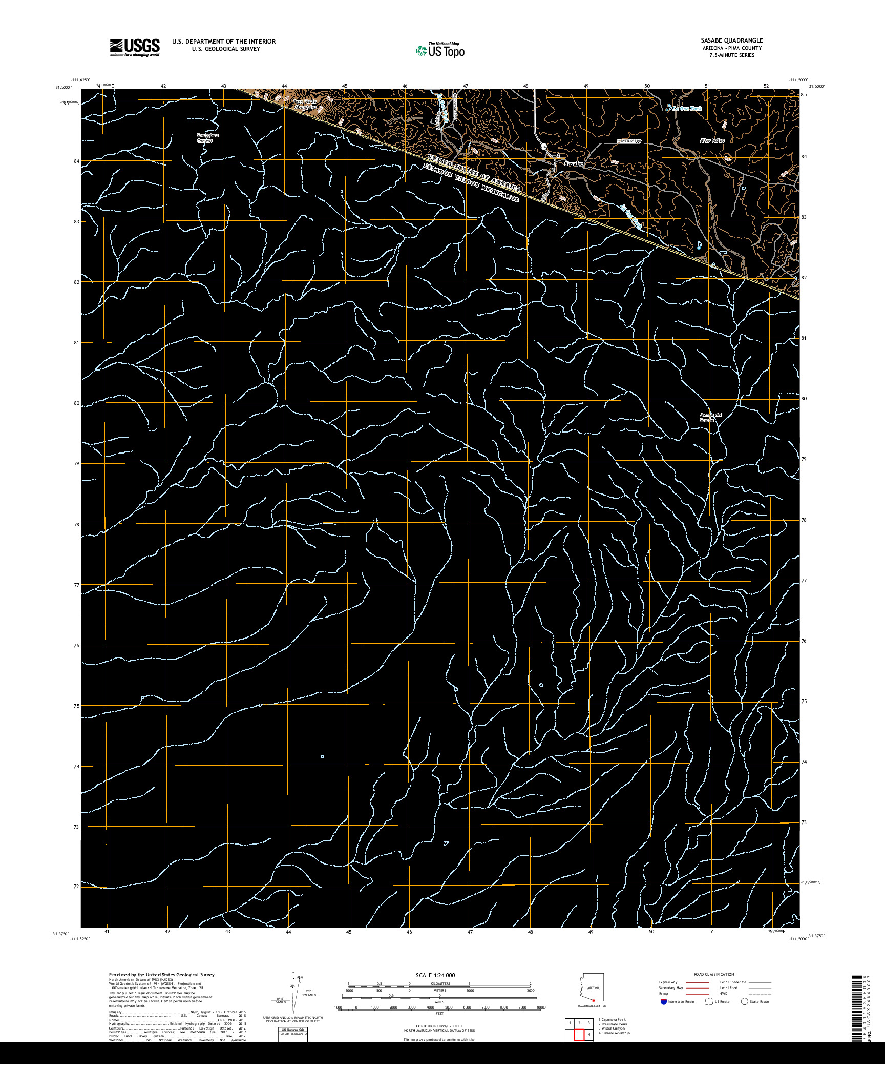 USGS US TOPO 7.5-MINUTE MAP FOR SASABE, AZ,SON 2018