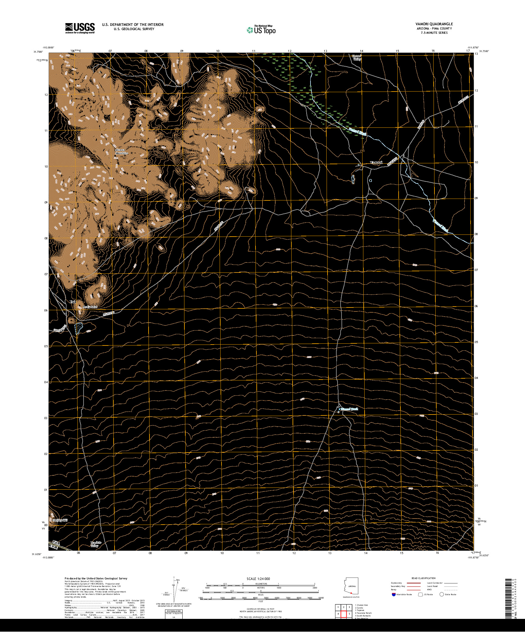USGS US TOPO 7.5-MINUTE MAP FOR VAMORI, AZ 2018