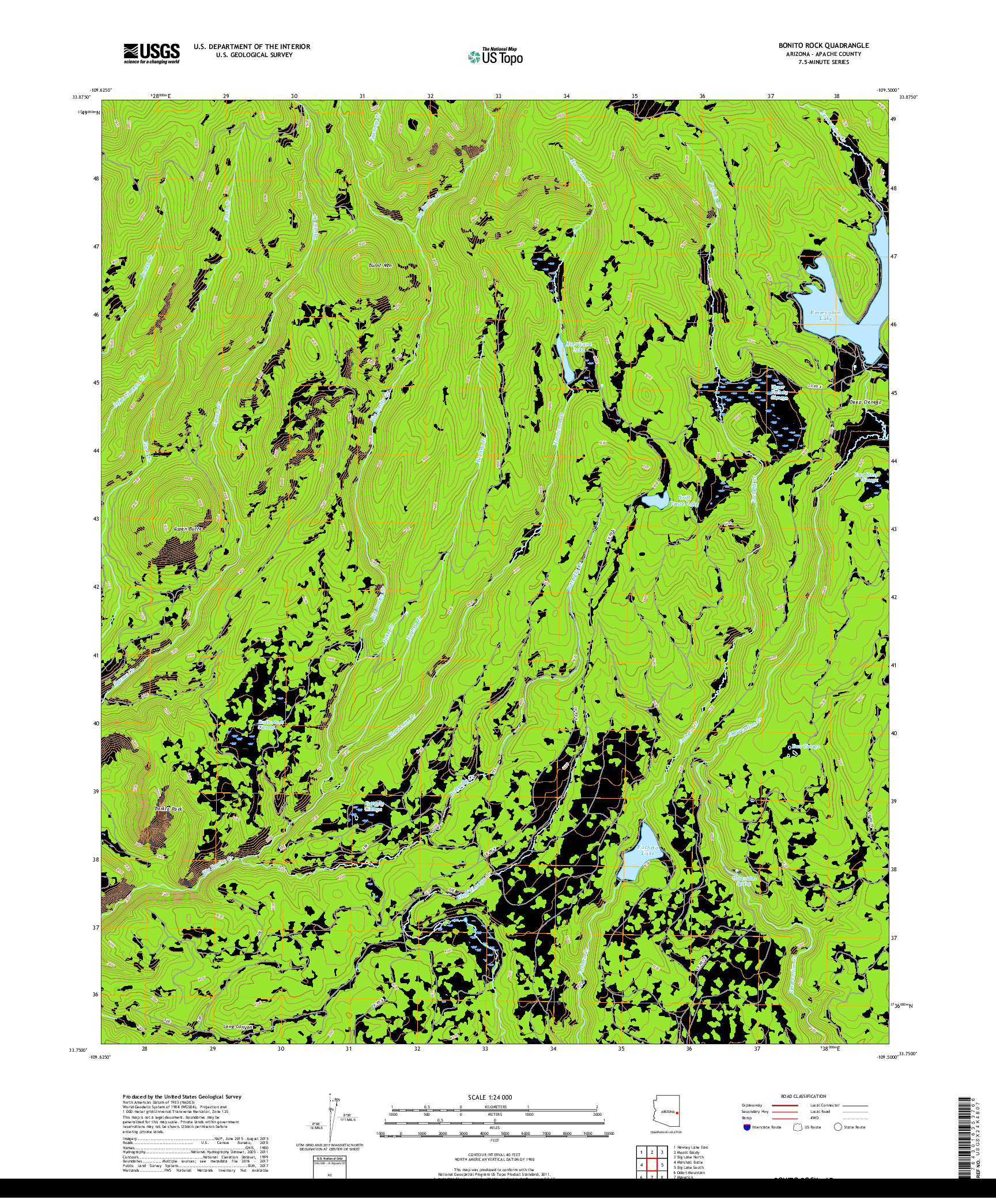 USGS US TOPO 7.5-MINUTE MAP FOR BONITO ROCK, AZ 2018