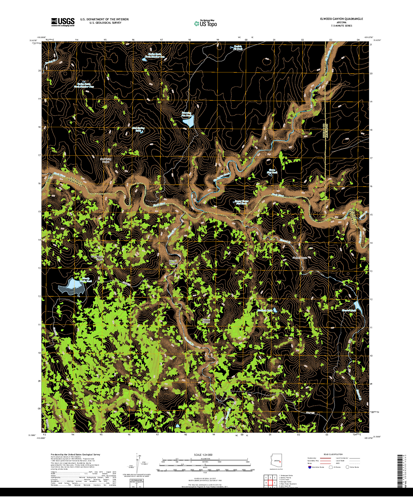 USGS US TOPO 7.5-MINUTE MAP FOR ELWOOD CANYON, AZ 2018