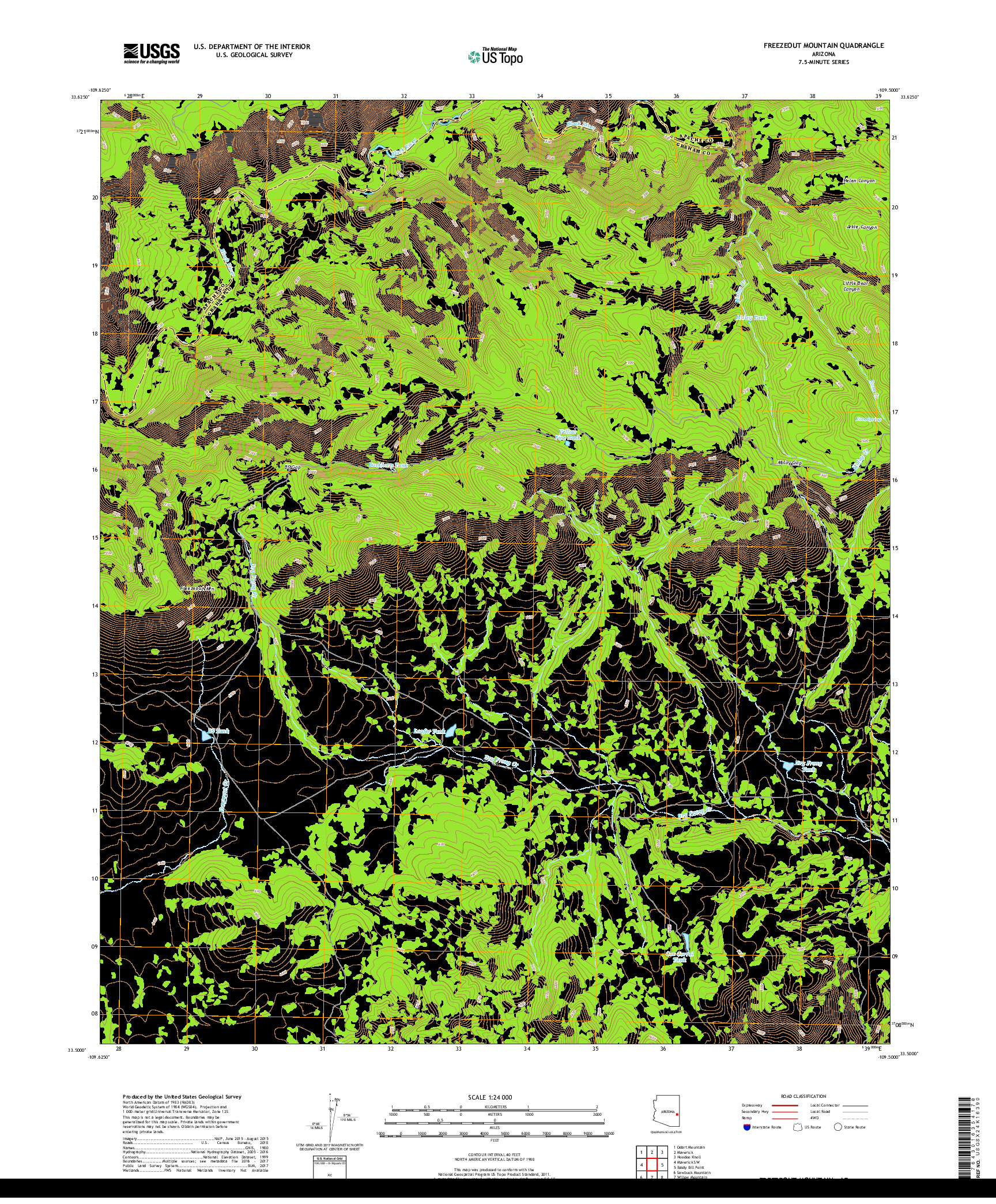 USGS US TOPO 7.5-MINUTE MAP FOR FREEZEOUT MOUNTAIN, AZ 2018