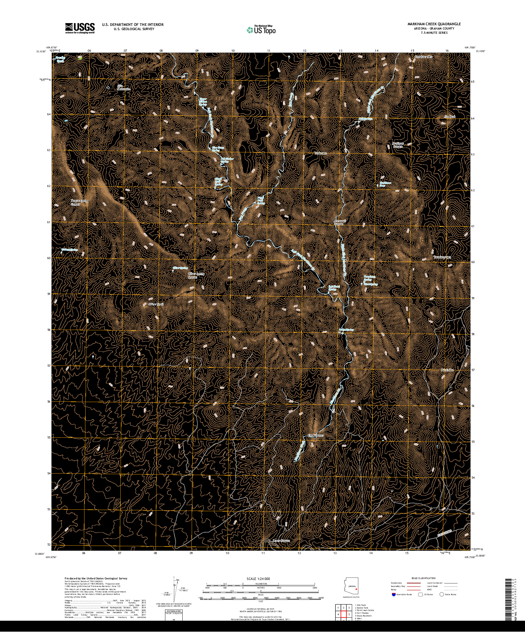 USGS US TOPO 7.5-MINUTE MAP FOR MARKHAM CREEK, AZ 2018