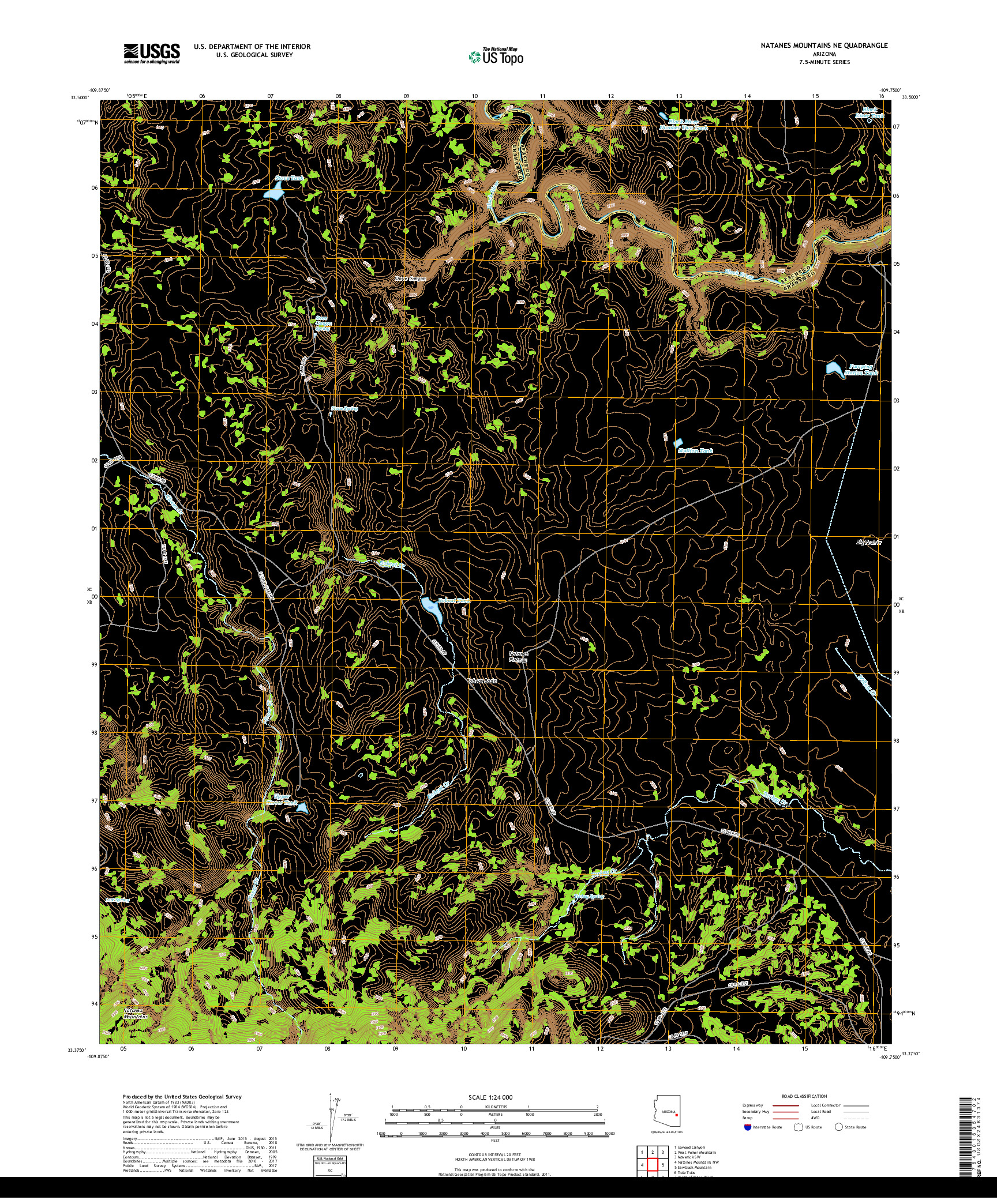 USGS US TOPO 7.5-MINUTE MAP FOR NATANES MOUNTAINS NE, AZ 2018
