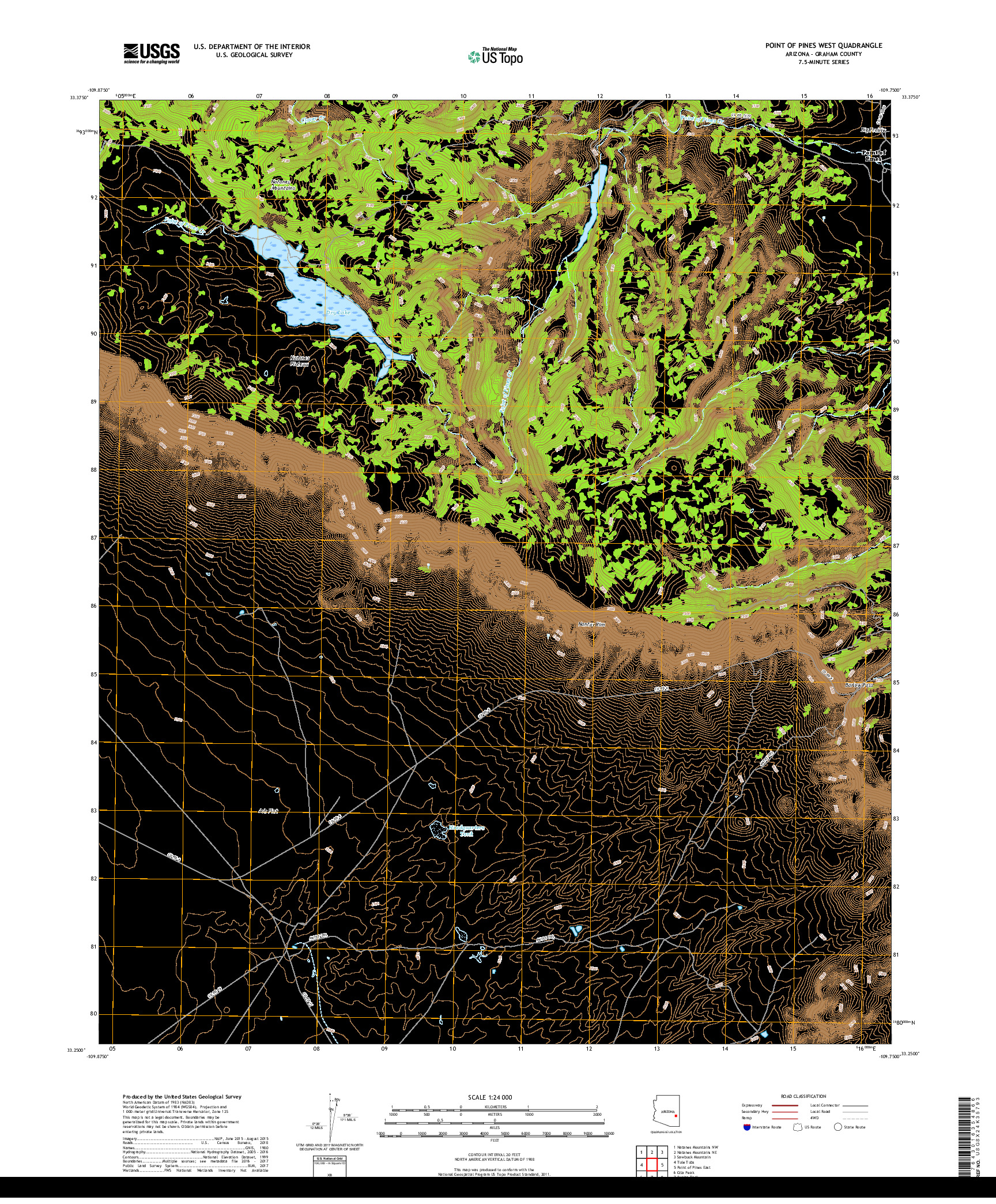 USGS US TOPO 7.5-MINUTE MAP FOR POINT OF PINES WEST, AZ 2018