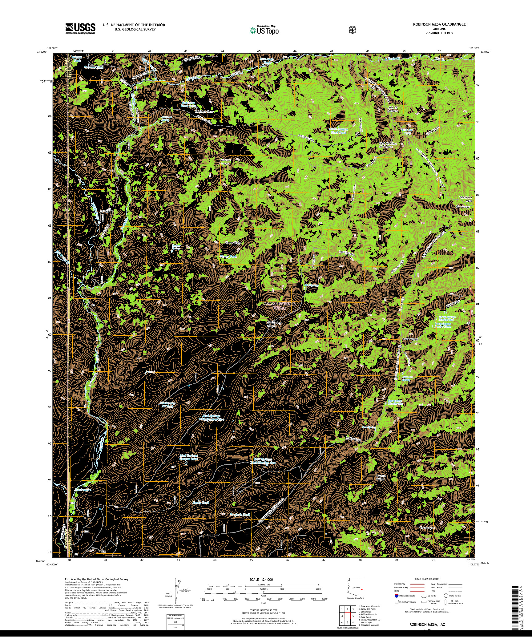 USGS US TOPO 7.5-MINUTE MAP FOR ROBINSON MESA, AZ 2018
