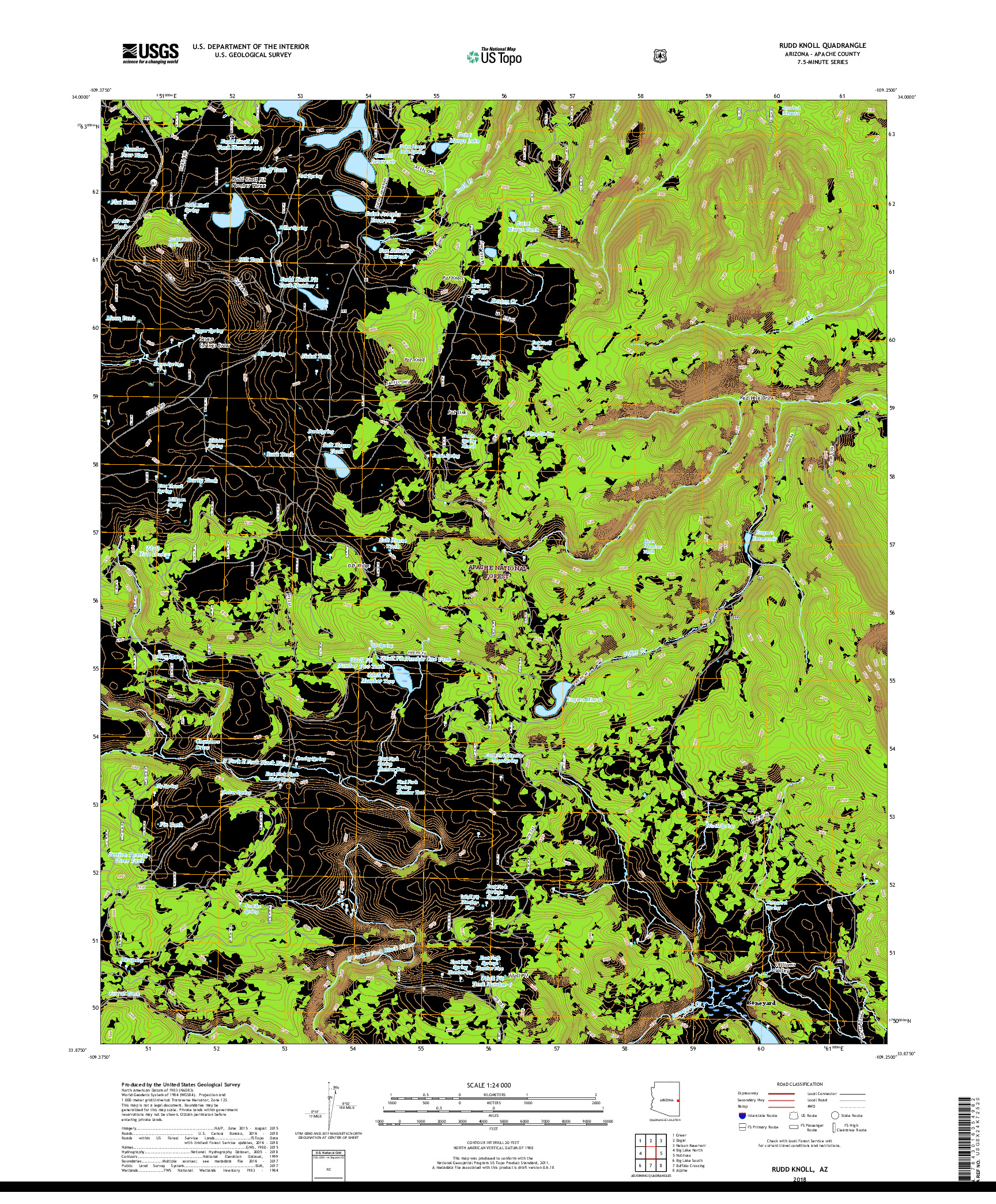 USGS US TOPO 7.5-MINUTE MAP FOR RUDD KNOLL, AZ 2018