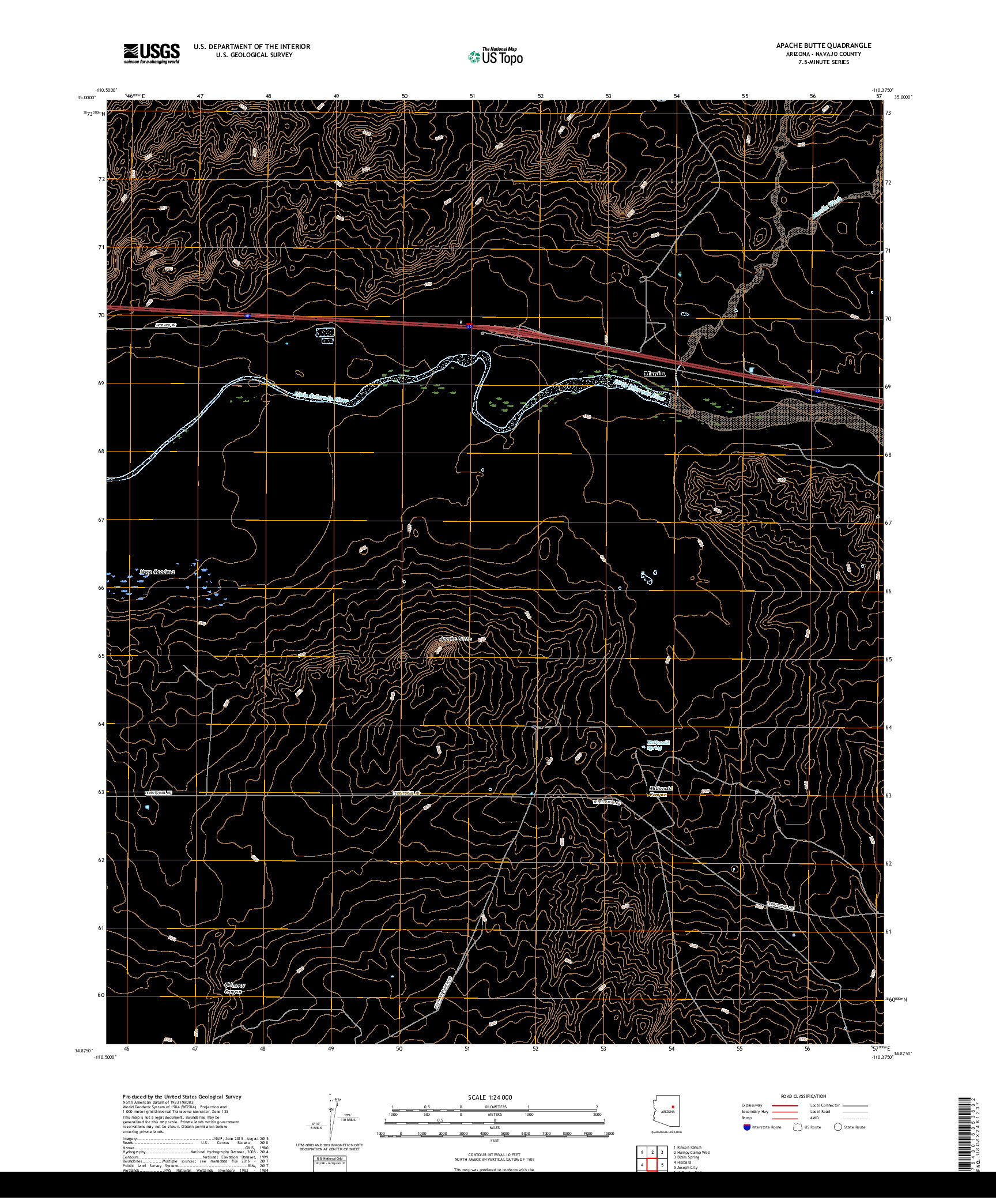 USGS US TOPO 7.5-MINUTE MAP FOR APACHE BUTTE, AZ 2018
