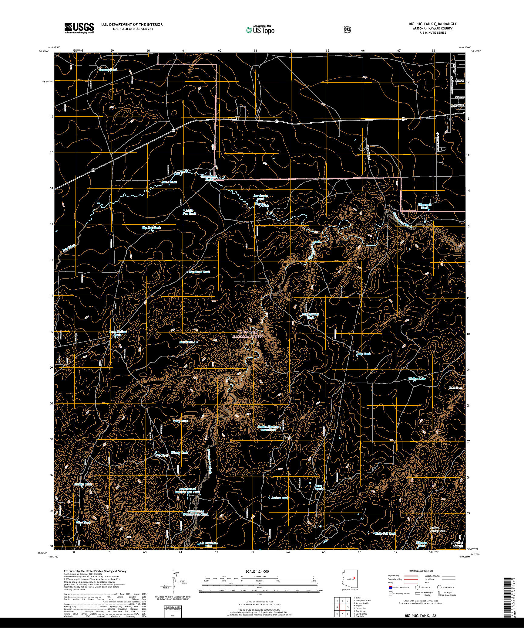 USGS US TOPO 7.5-MINUTE MAP FOR BIG PUG TANK, AZ 2018