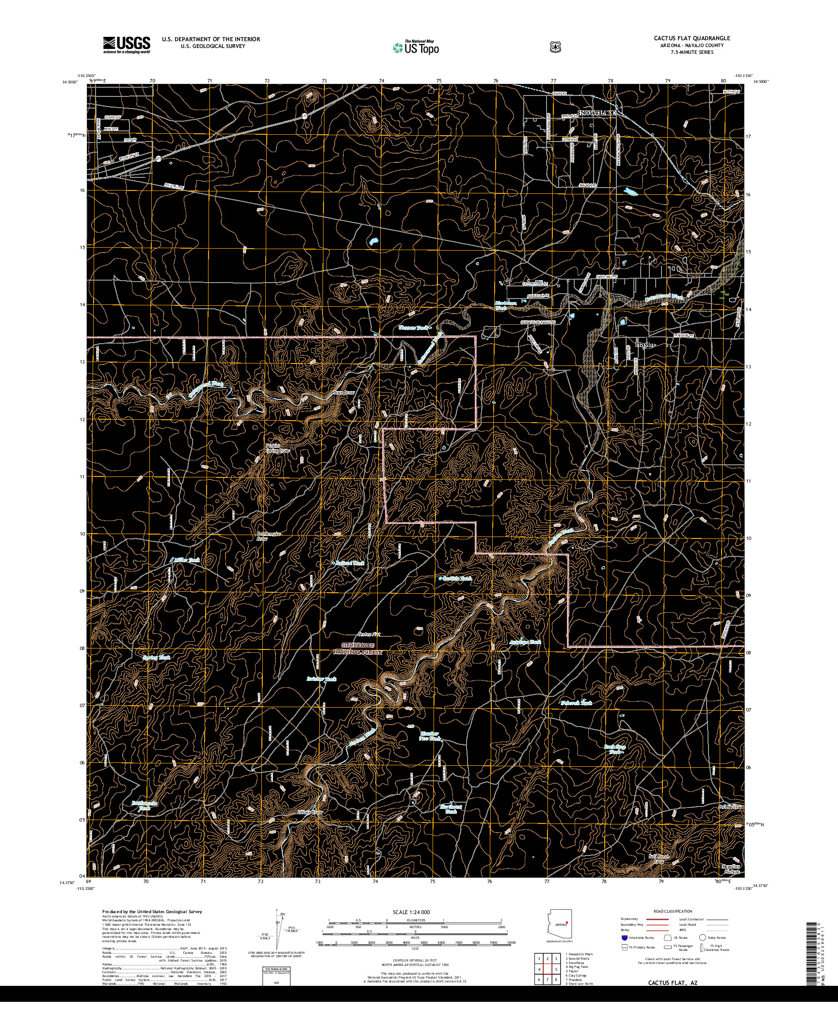 USGS US TOPO 7.5-MINUTE MAP FOR CACTUS FLAT, AZ 2018