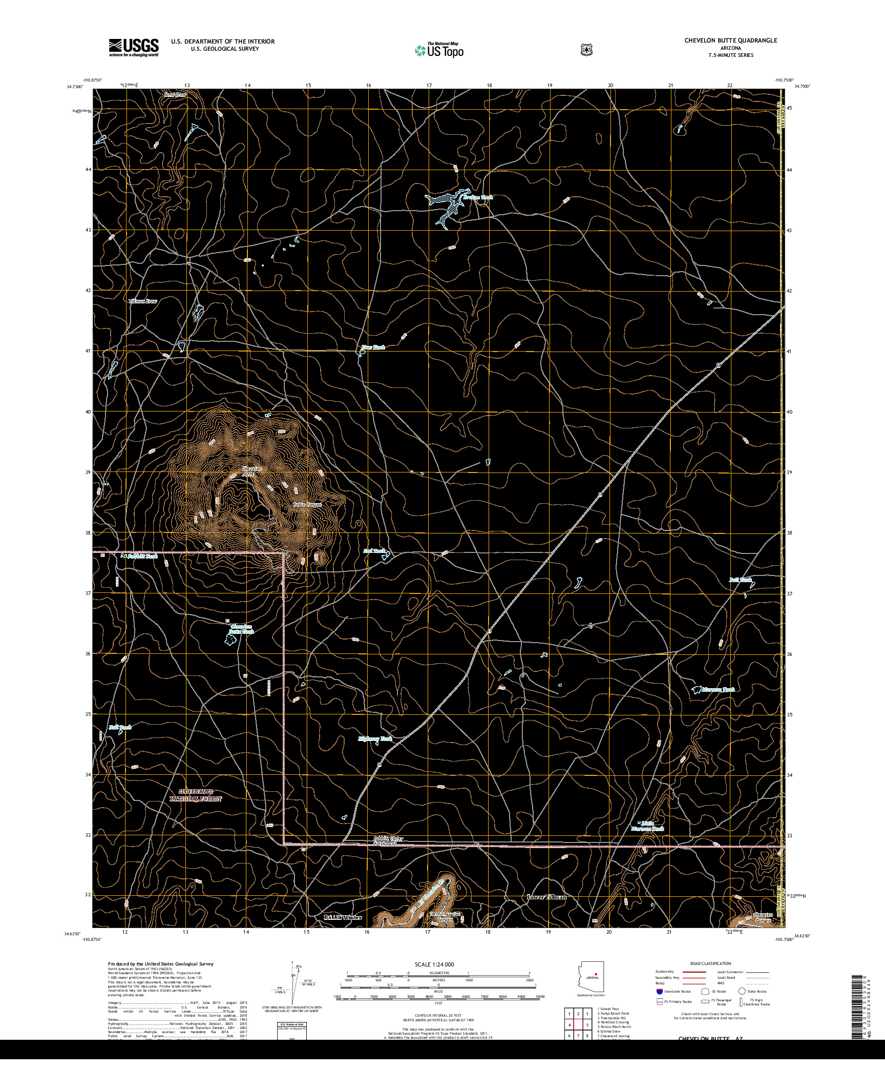 USGS US TOPO 7.5-MINUTE MAP FOR CHEVELON BUTTE, AZ 2018