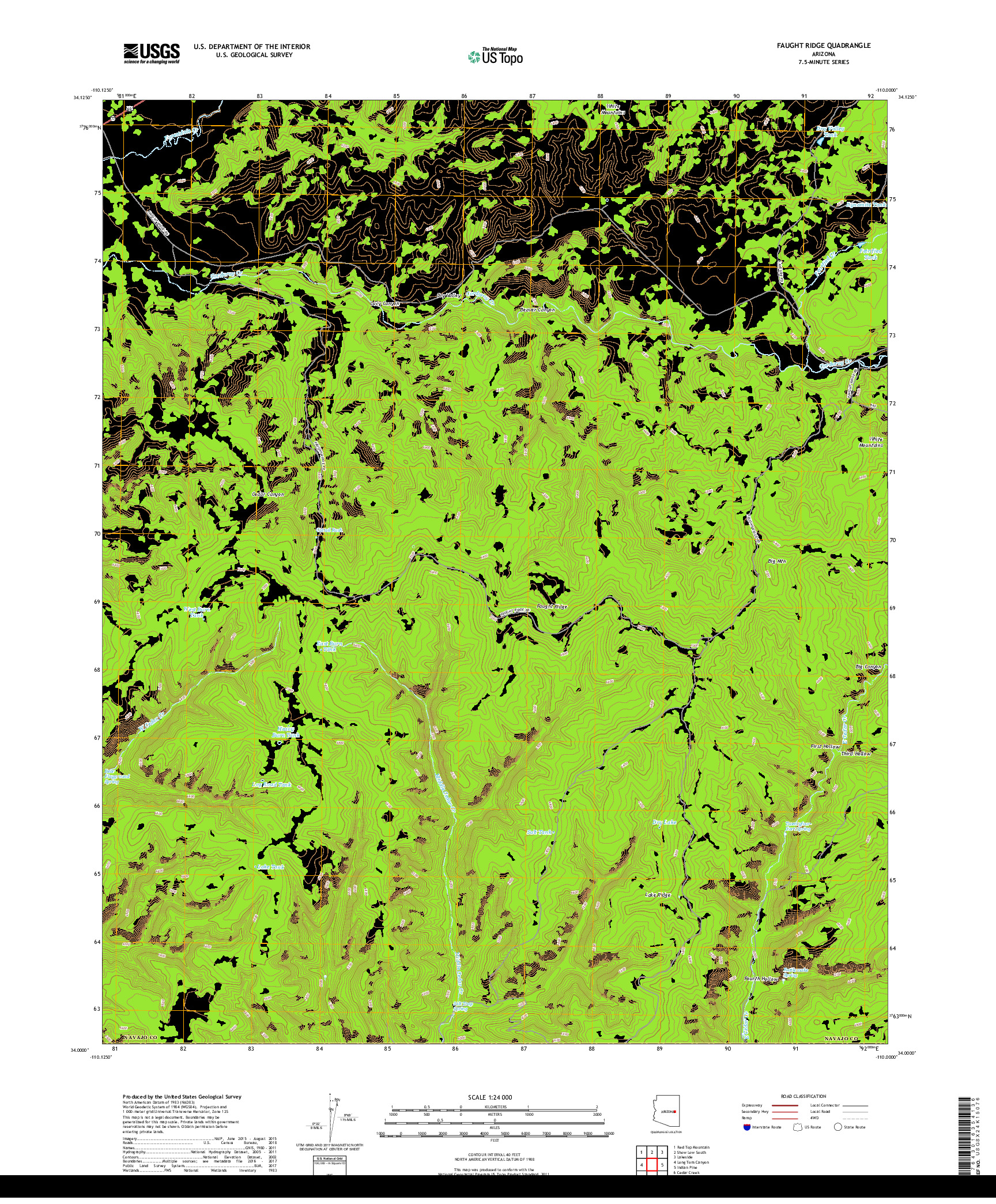 USGS US TOPO 7.5-MINUTE MAP FOR FAUGHT RIDGE, AZ 2018