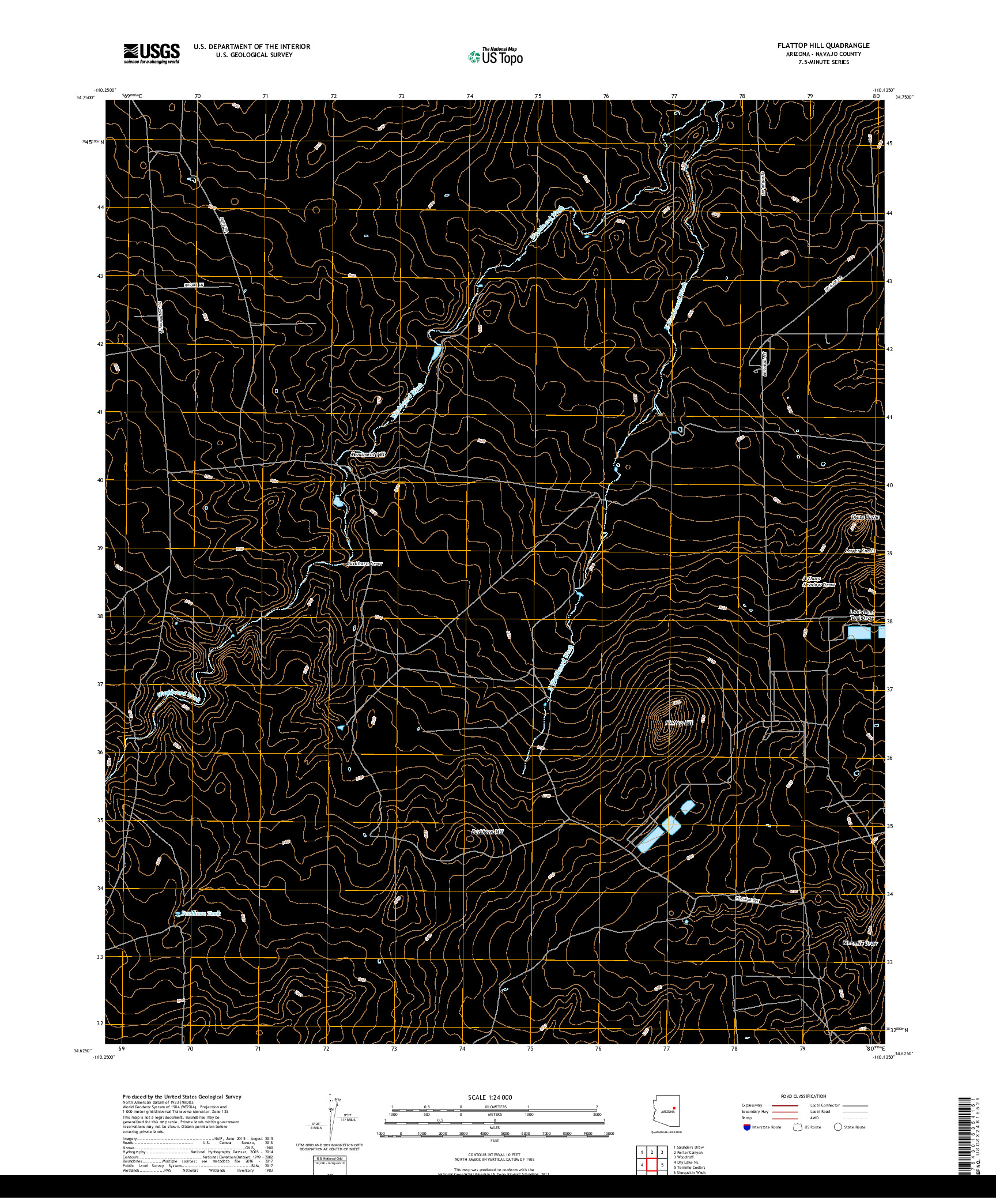 USGS US TOPO 7.5-MINUTE MAP FOR FLATTOP HILL, AZ 2018