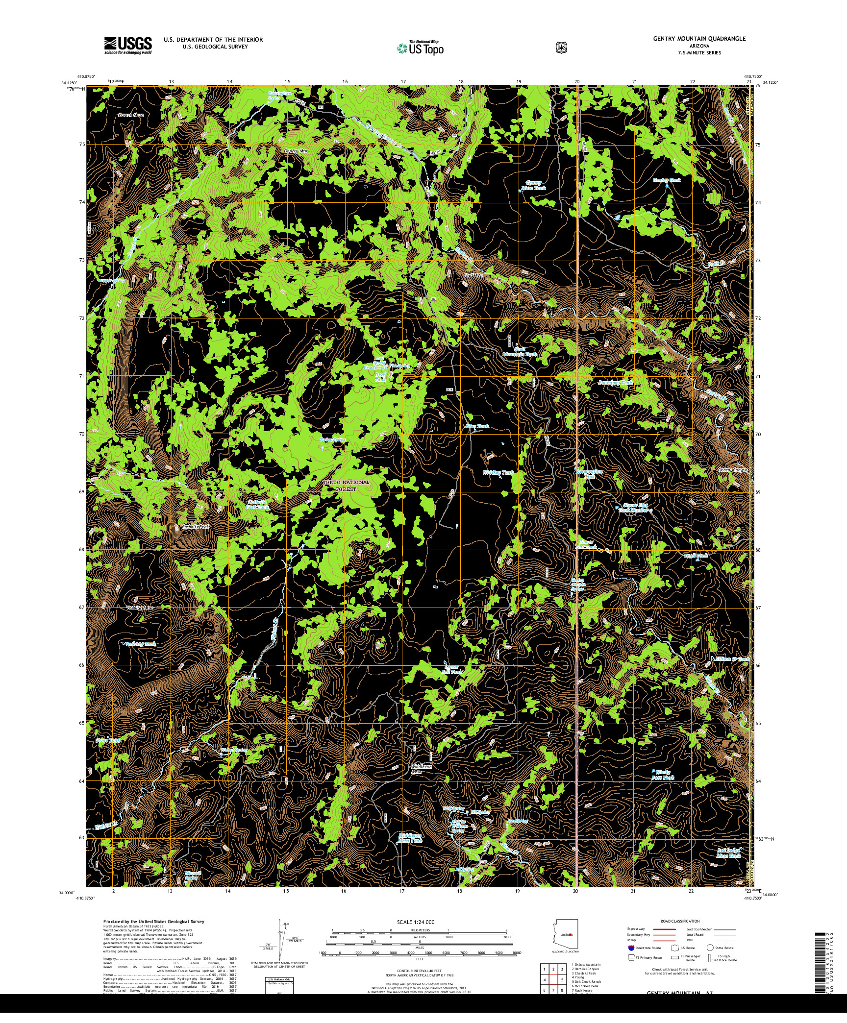 USGS US TOPO 7.5-MINUTE MAP FOR GENTRY MOUNTAIN, AZ 2018