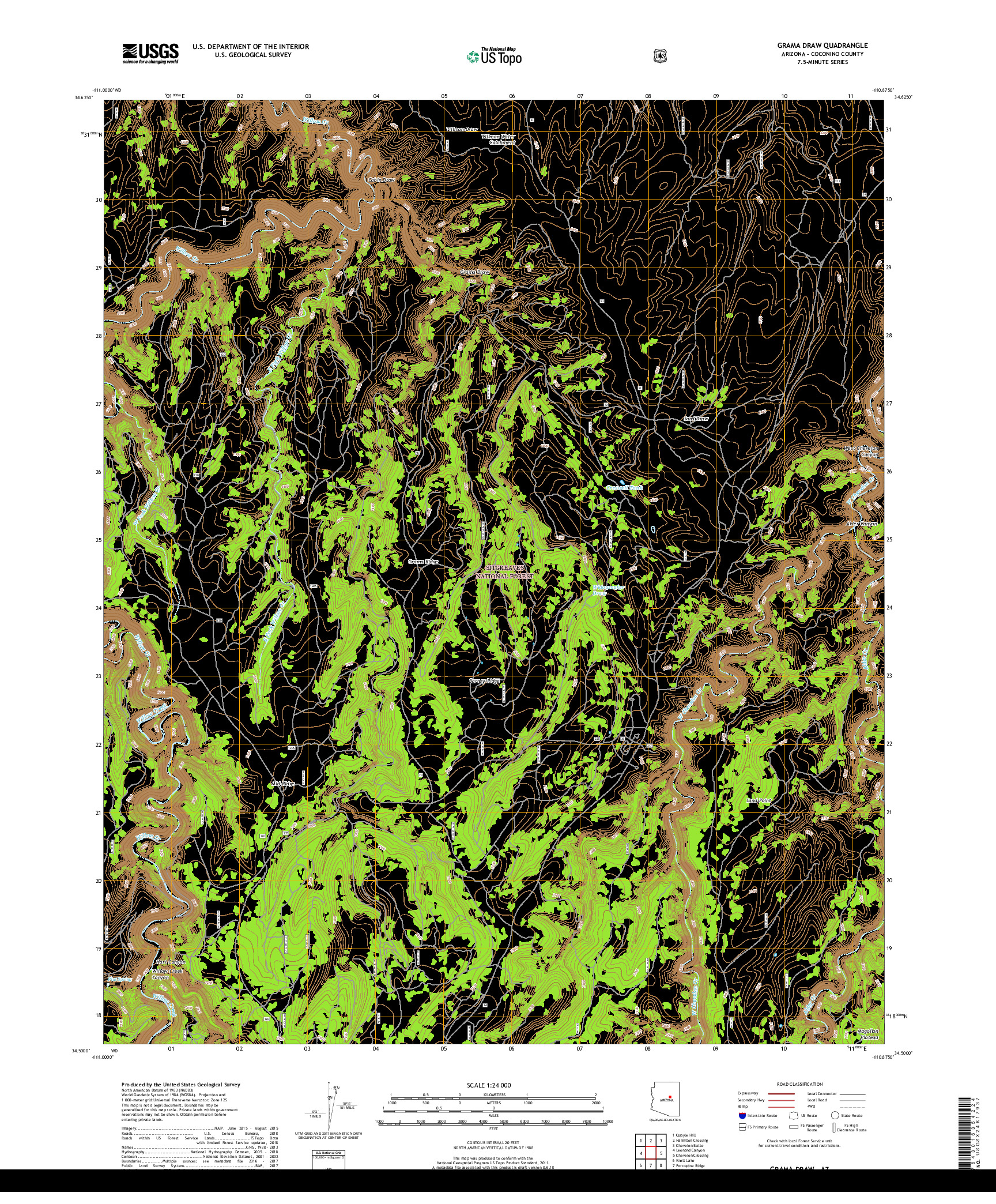 USGS US TOPO 7.5-MINUTE MAP FOR GRAMA DRAW, AZ 2018