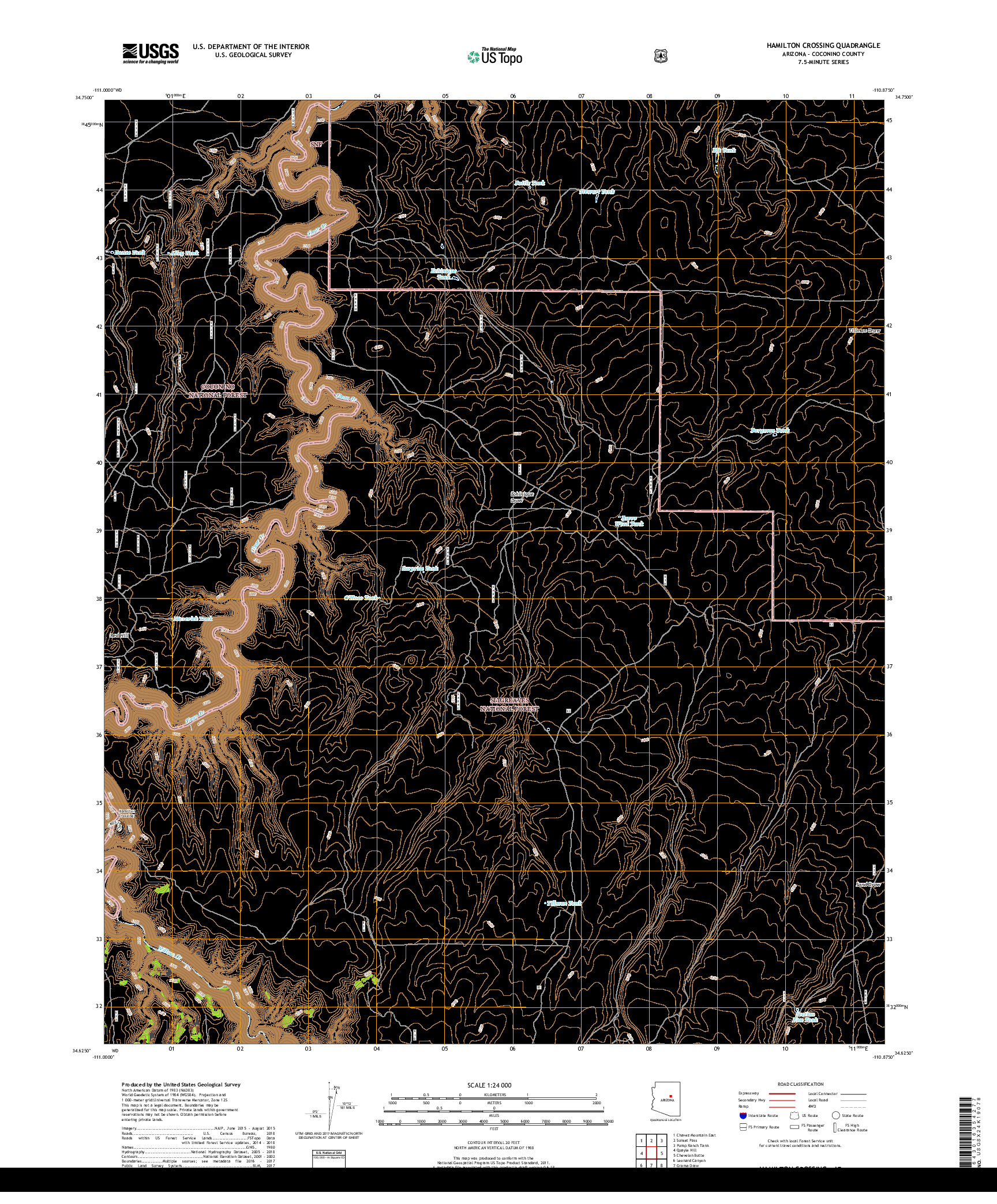 USGS US TOPO 7.5-MINUTE MAP FOR HAMILTON CROSSING, AZ 2018