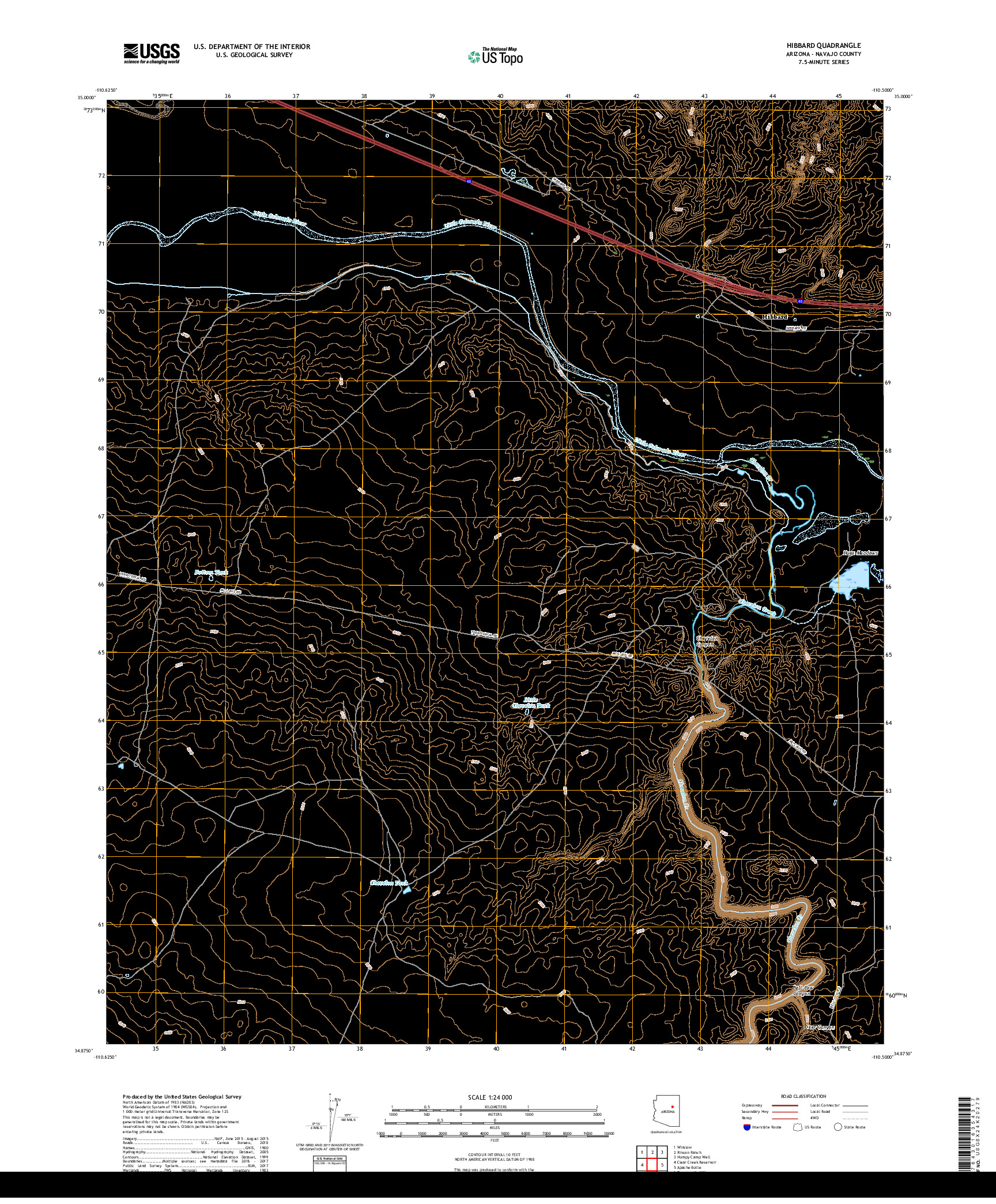 USGS US TOPO 7.5-MINUTE MAP FOR HIBBARD, AZ 2018