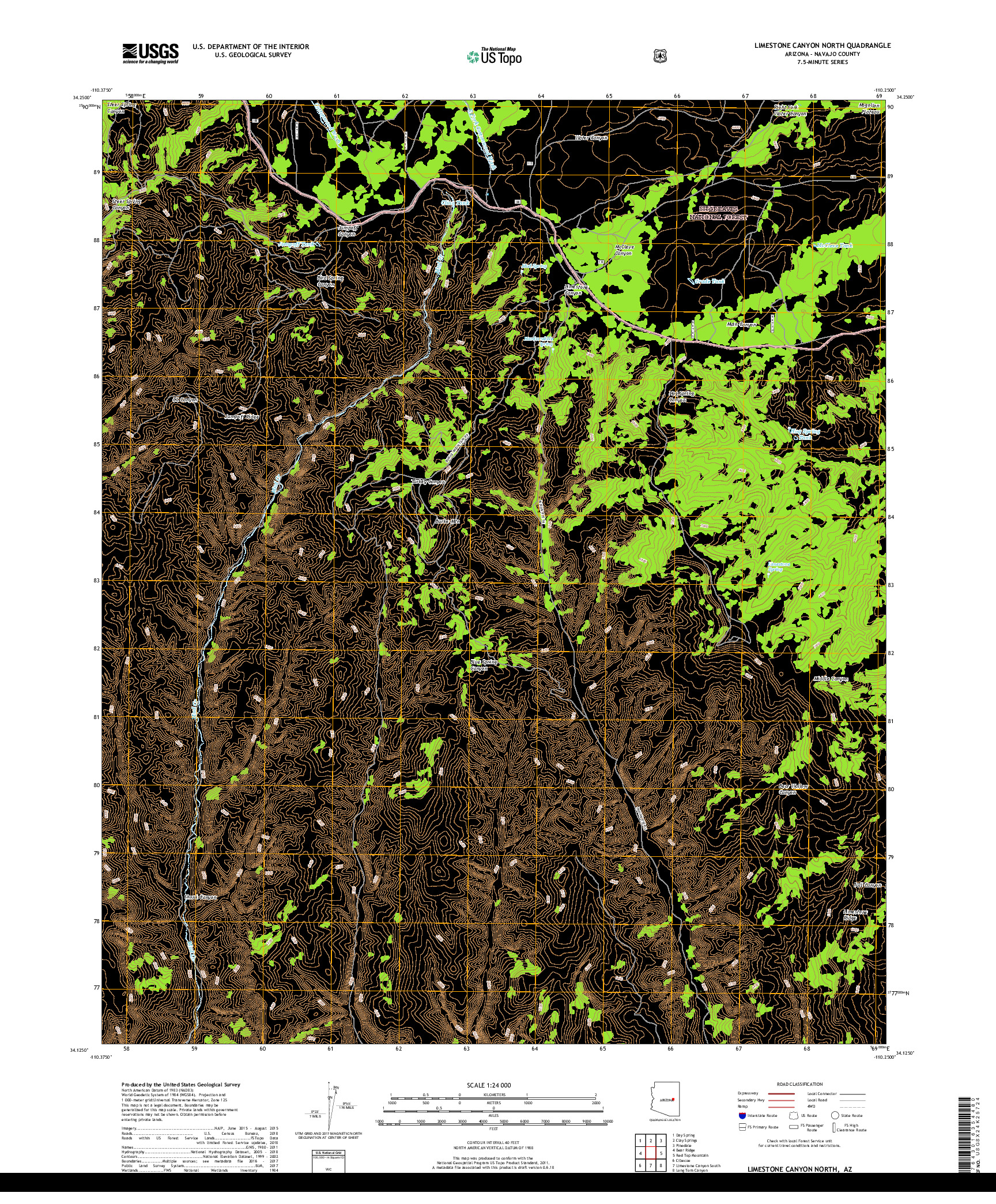 USGS US TOPO 7.5-MINUTE MAP FOR LIMESTONE CANYON NORTH, AZ 2018