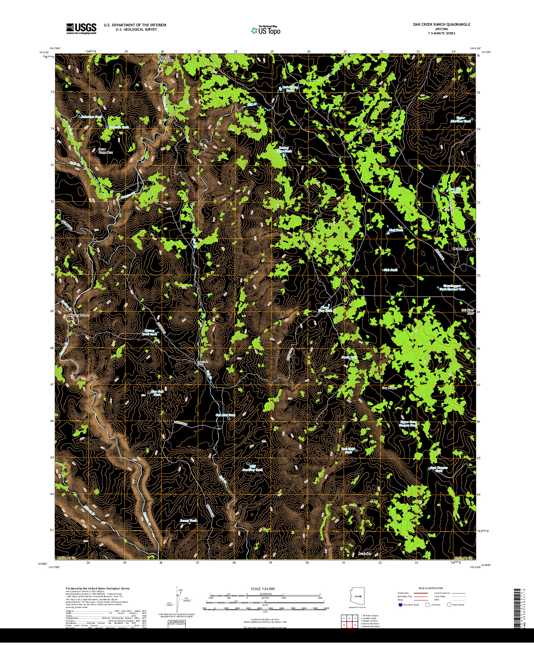 USGS US TOPO 7.5-MINUTE MAP FOR OAK CREEK RANCH, AZ 2018