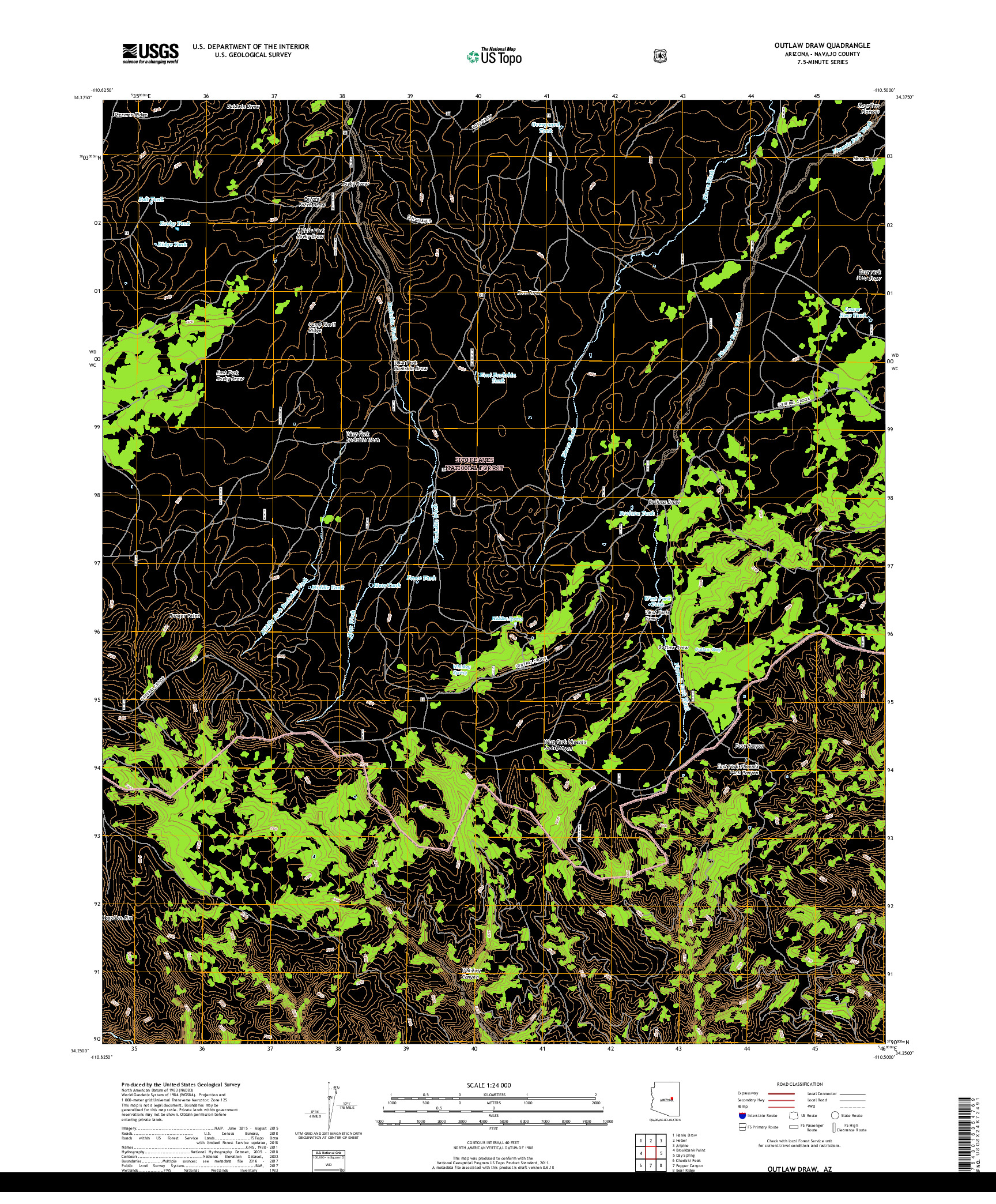 USGS US TOPO 7.5-MINUTE MAP FOR OUTLAW DRAW, AZ 2018