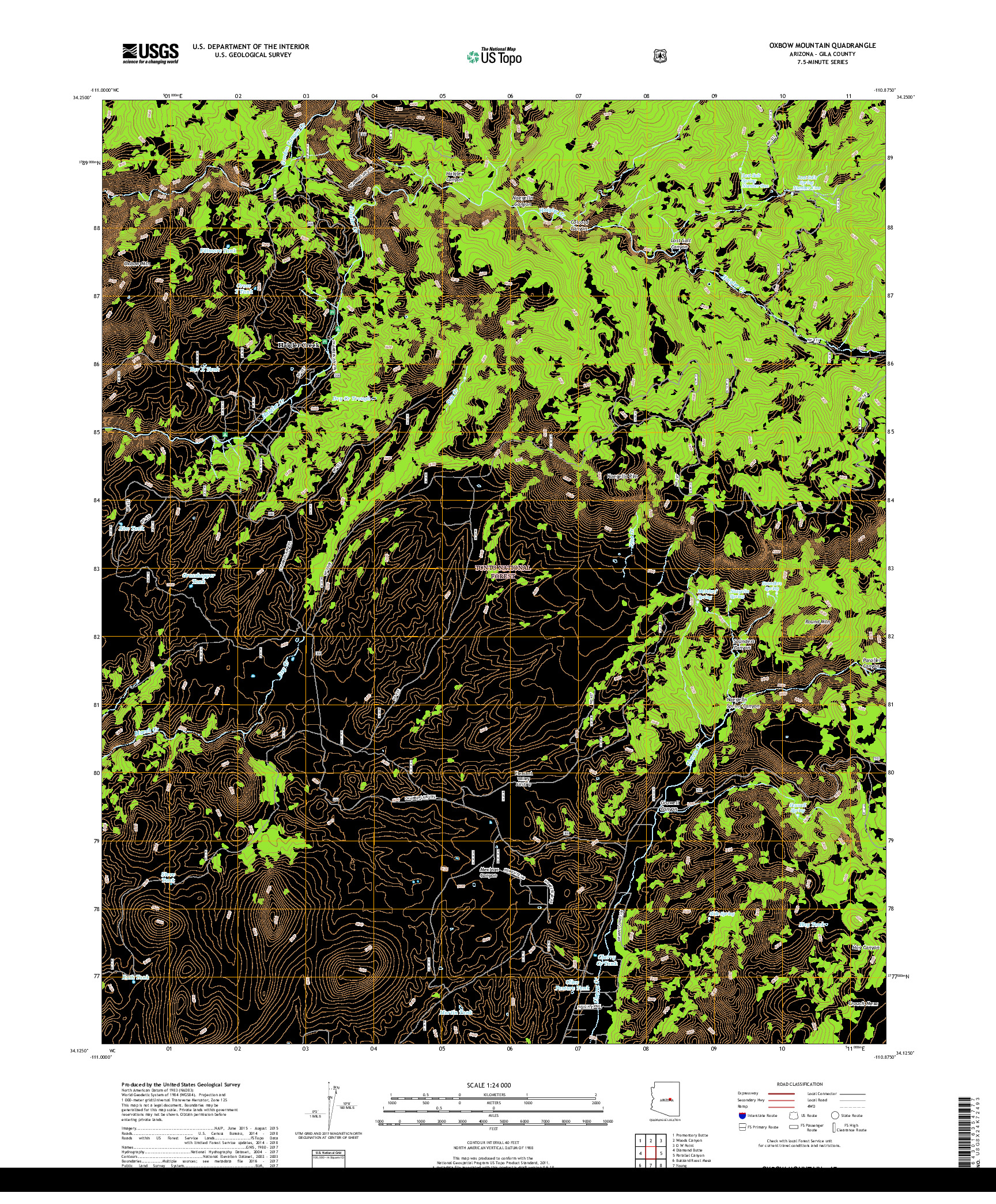 USGS US TOPO 7.5-MINUTE MAP FOR OXBOW MOUNTAIN, AZ 2018